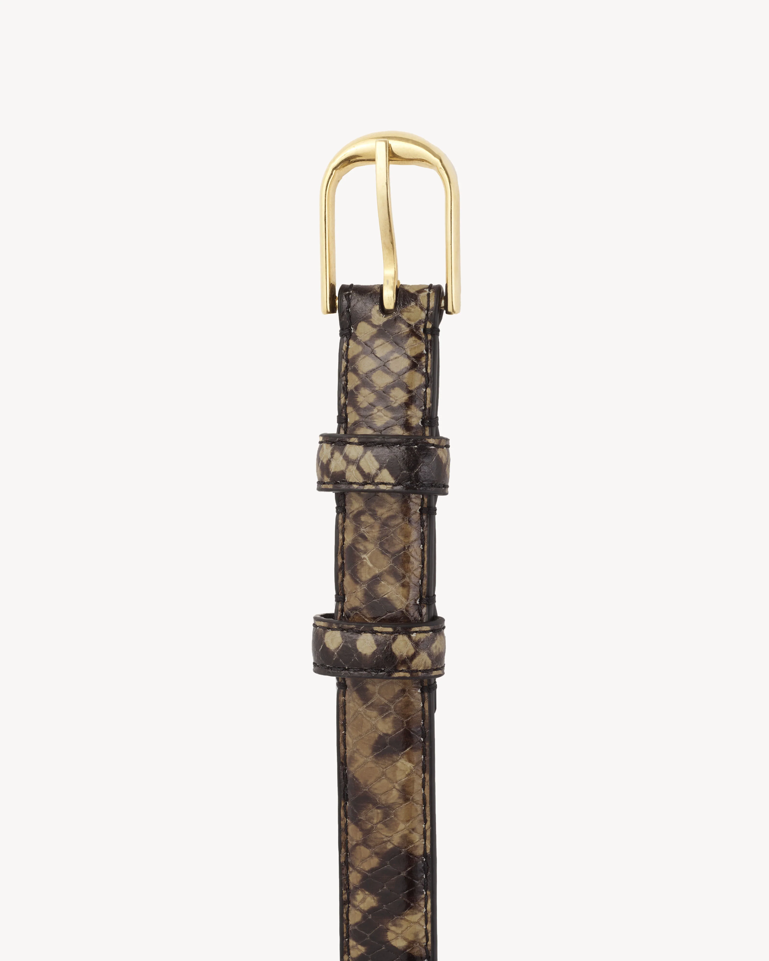 NILI LOTAN Thin Leather Belt in Brown Snakeskin