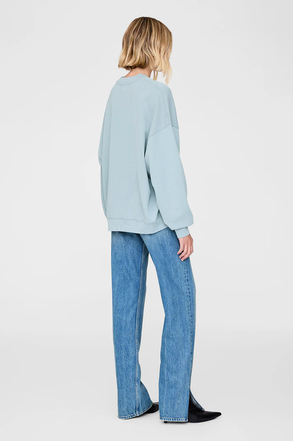 ANINE BING Miles Oversized Sweatshirt Letterman Light Blue