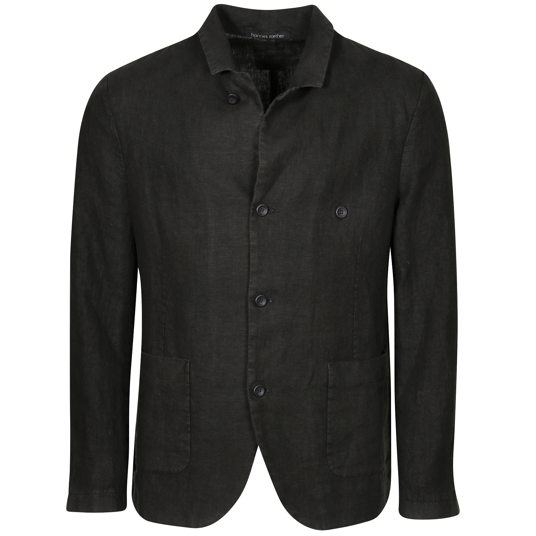 HANNES ROETHER Linen Jacket in Dark Olive L
