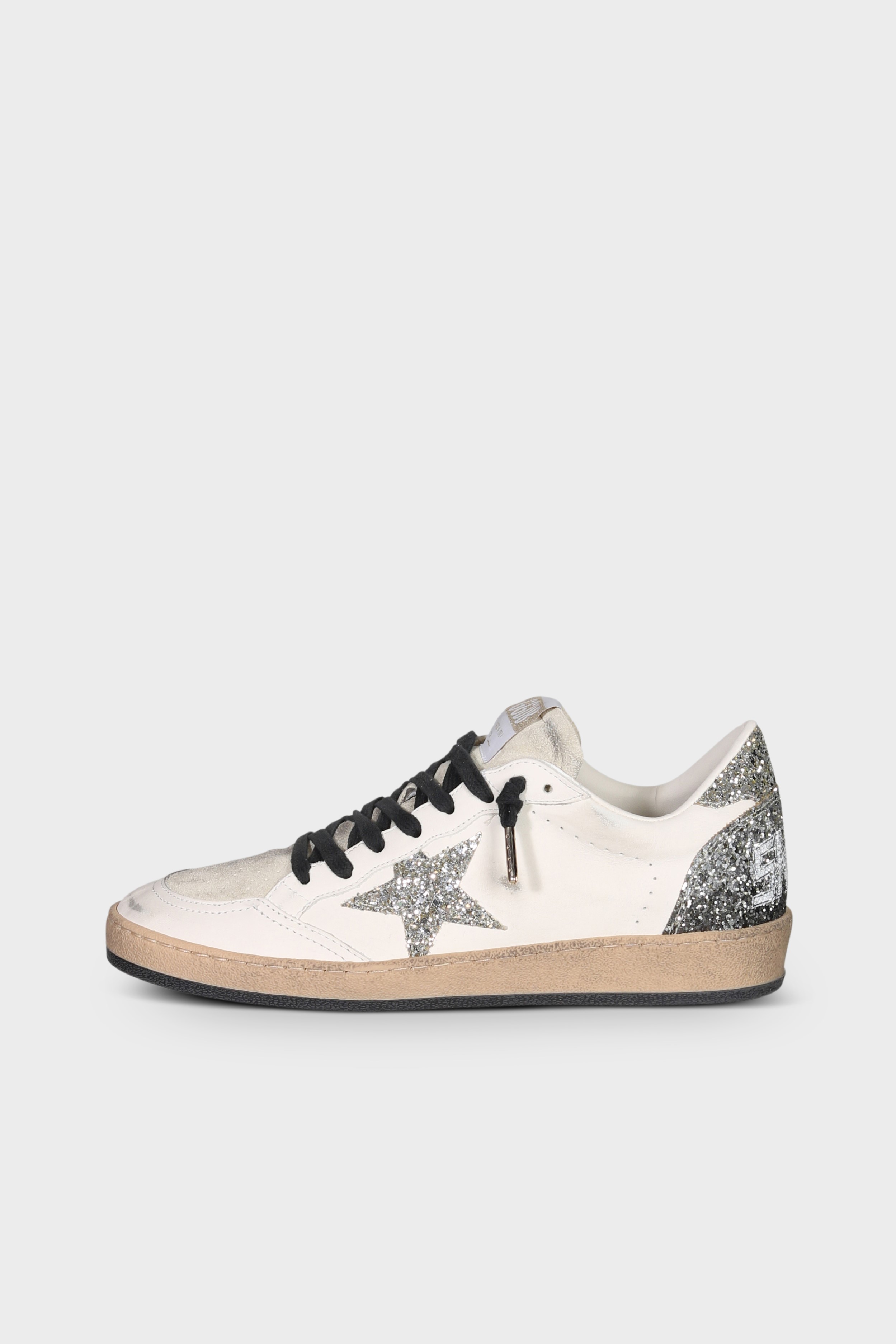 GOLDEN GOOSE Ballstar Glitter Star in White/Seedpearl/Platinum