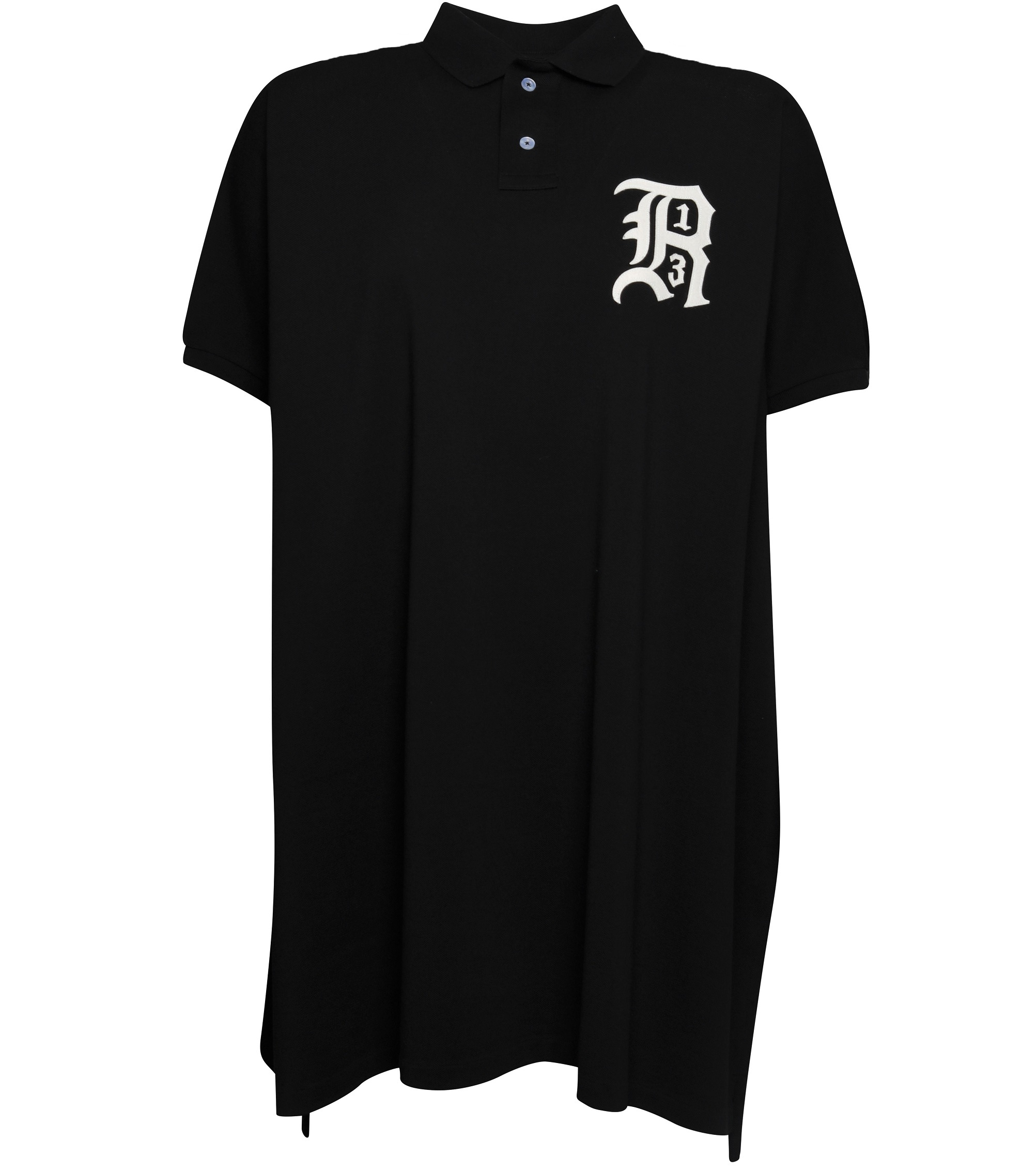 R13 Oversize Logo Polo Shirt in Black