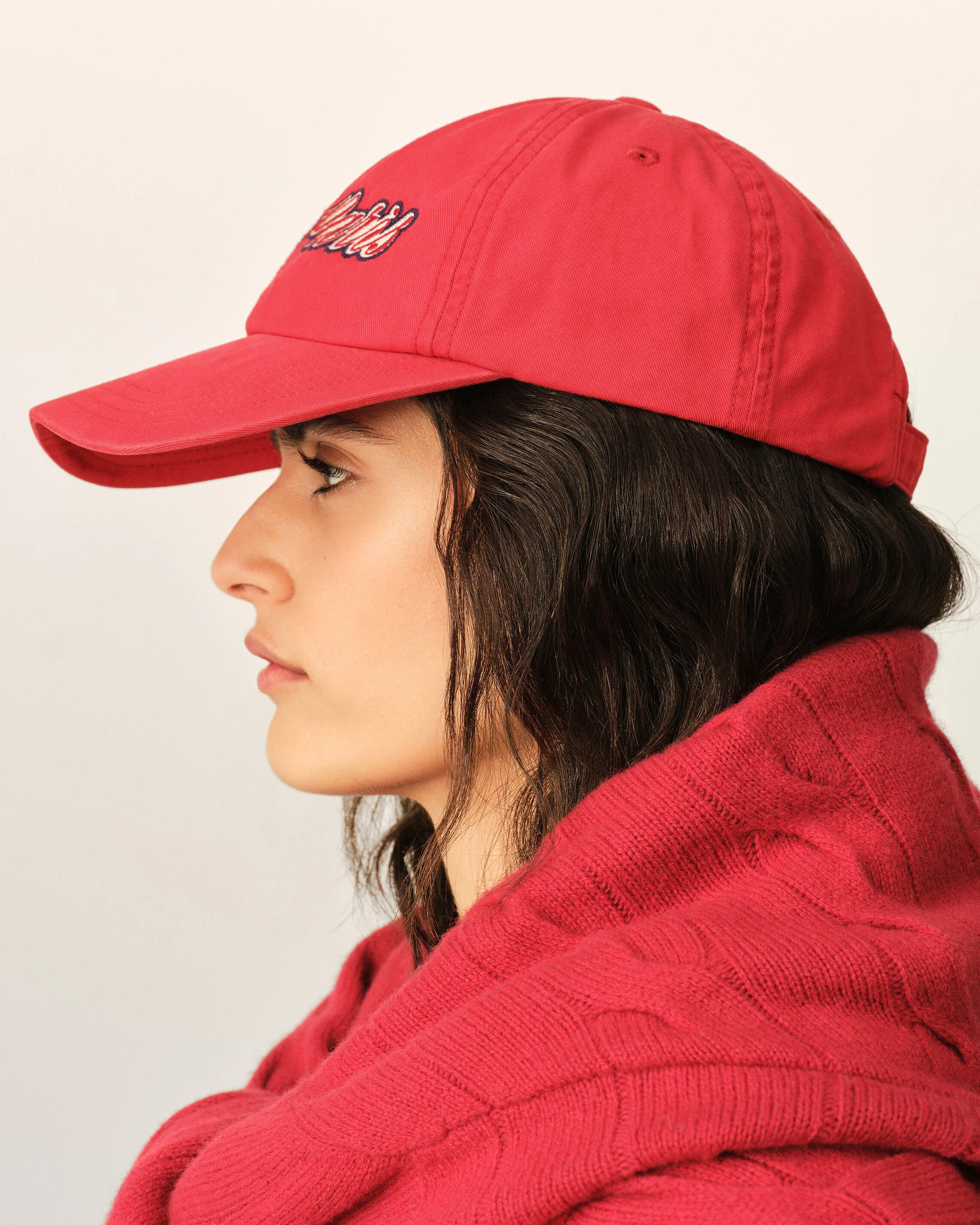 AMI PARIS Embroidery Cap in Ruby Red