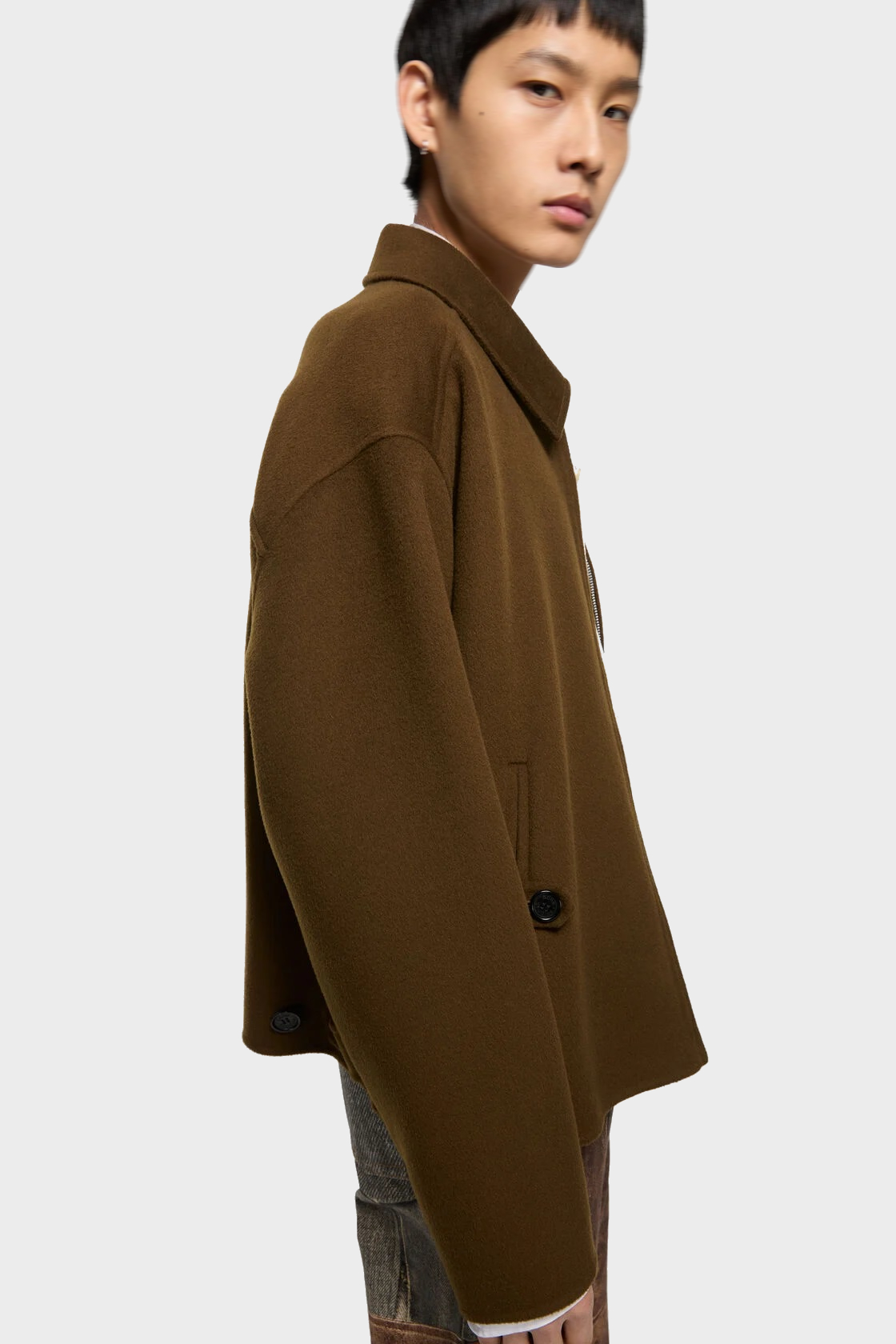 ACNE STUDIOS Boxy Fit Wool Jacket in Olive Green
