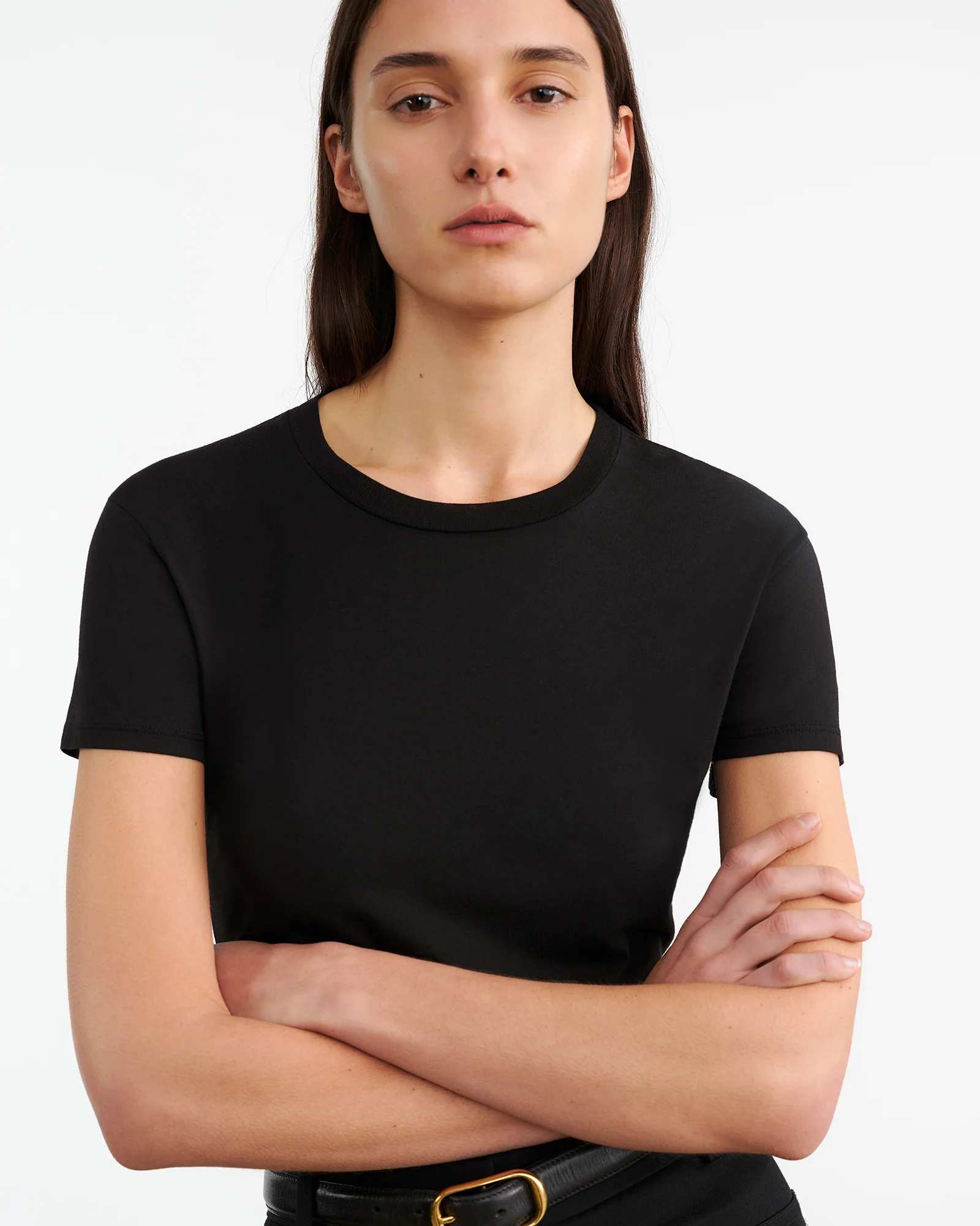 NILI LOTAN Mariela Crewneck T-Shirt in Jet Black NILI LOTAN Mariela Crewneck T-Shirt in Jet Black