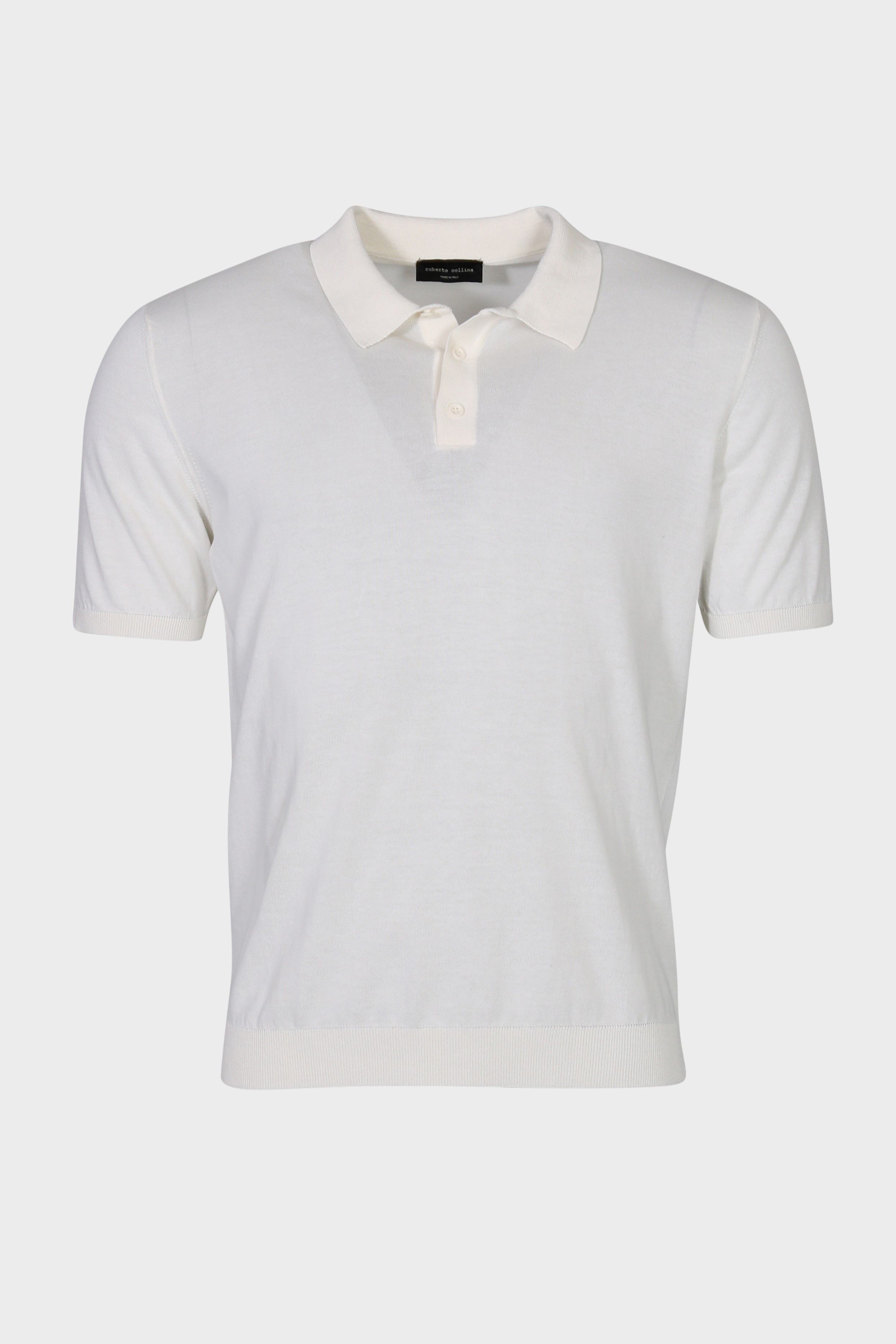 ROBERTO COLLINA Cotton Knit Polo in Offwhite 50