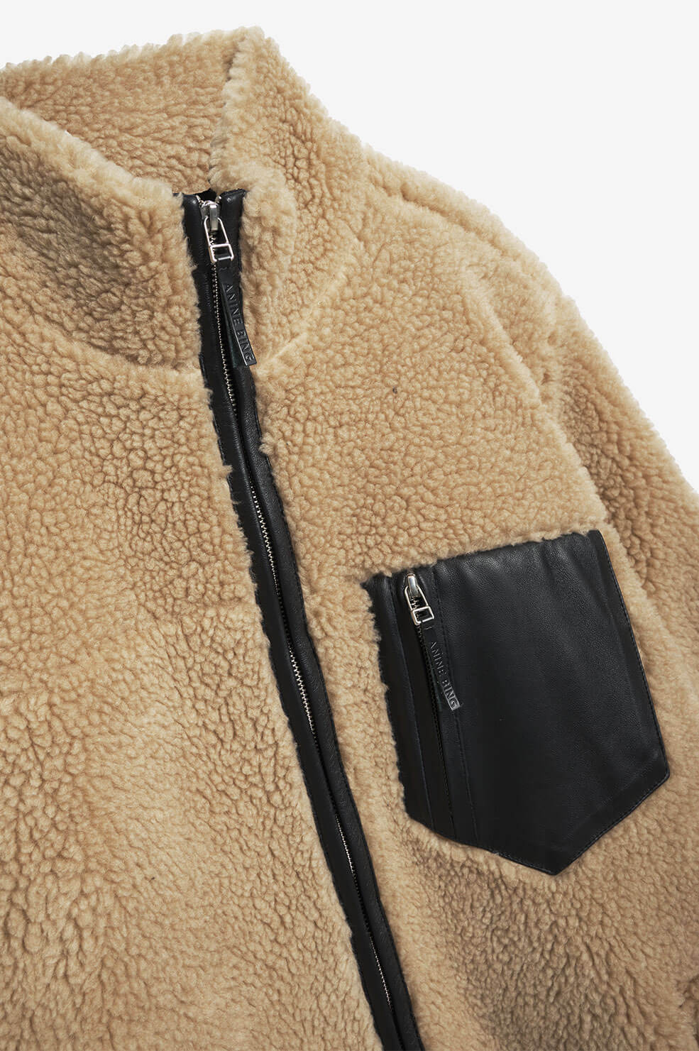 Anine Bing Ryder Teddy Coat in Camel