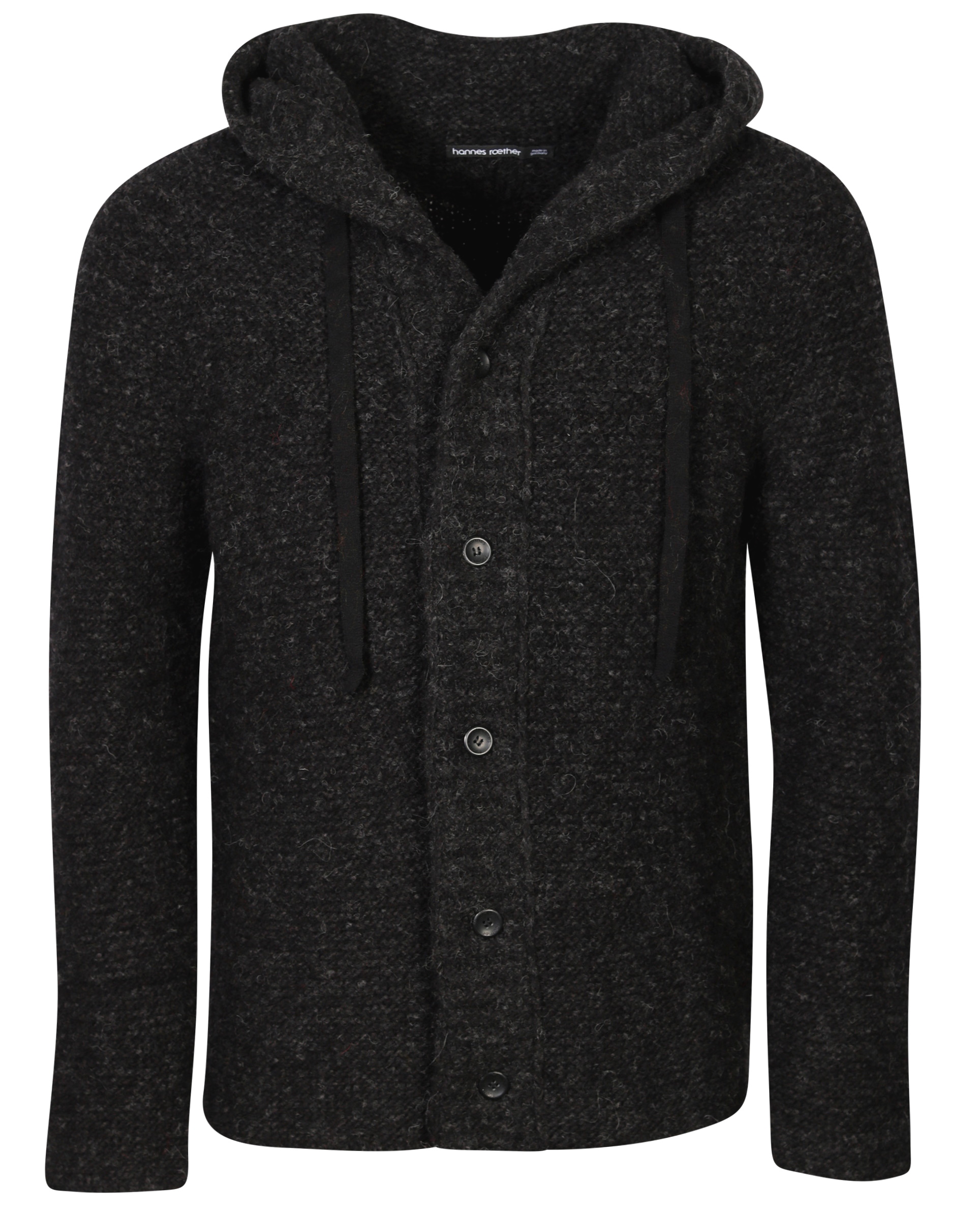 Hannes Roether Hooded Knit Cardigan Dark Grey Melange