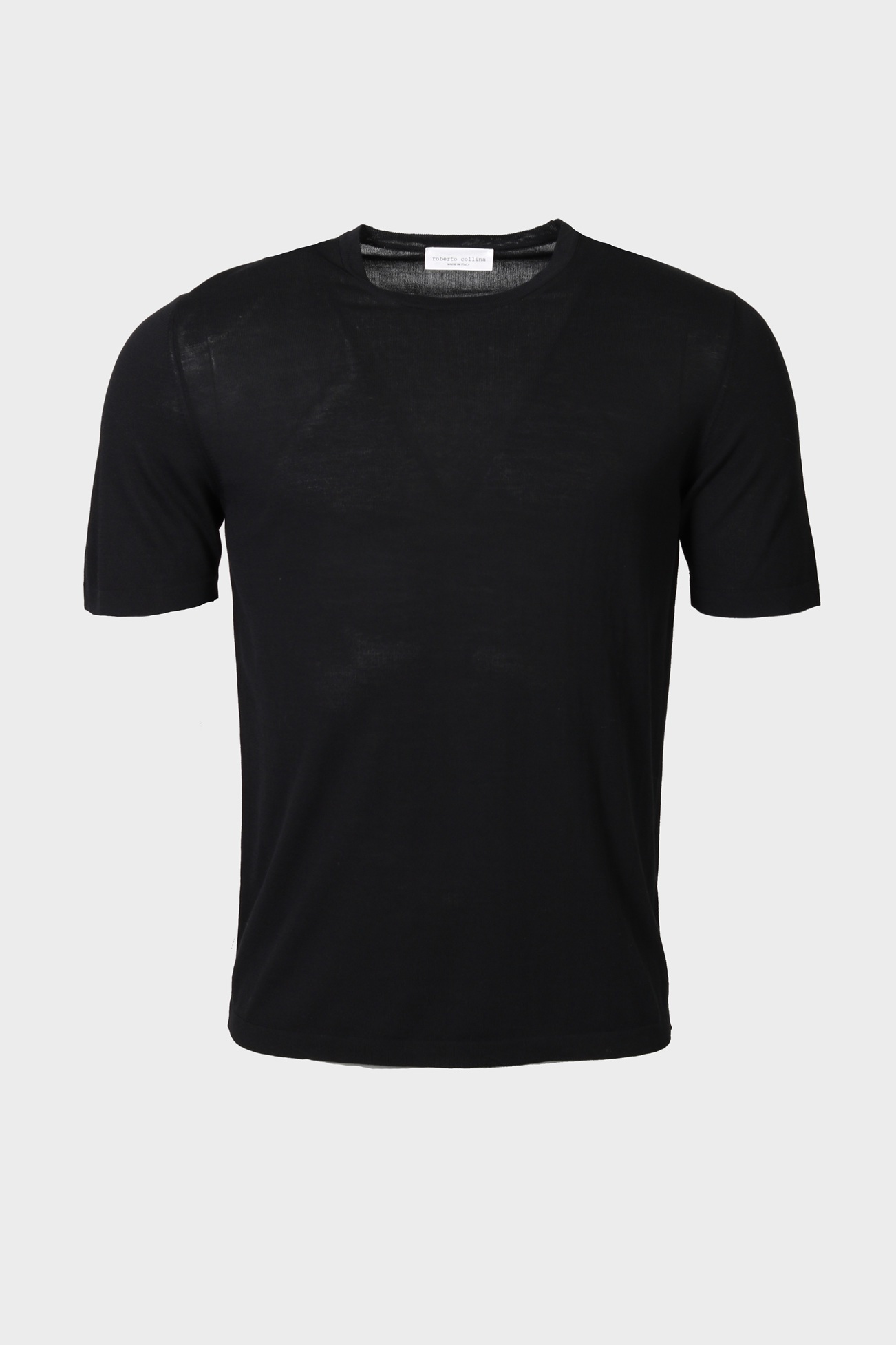 ROBERTO COLLINA Light Cotton Knit T-Shirt in Black