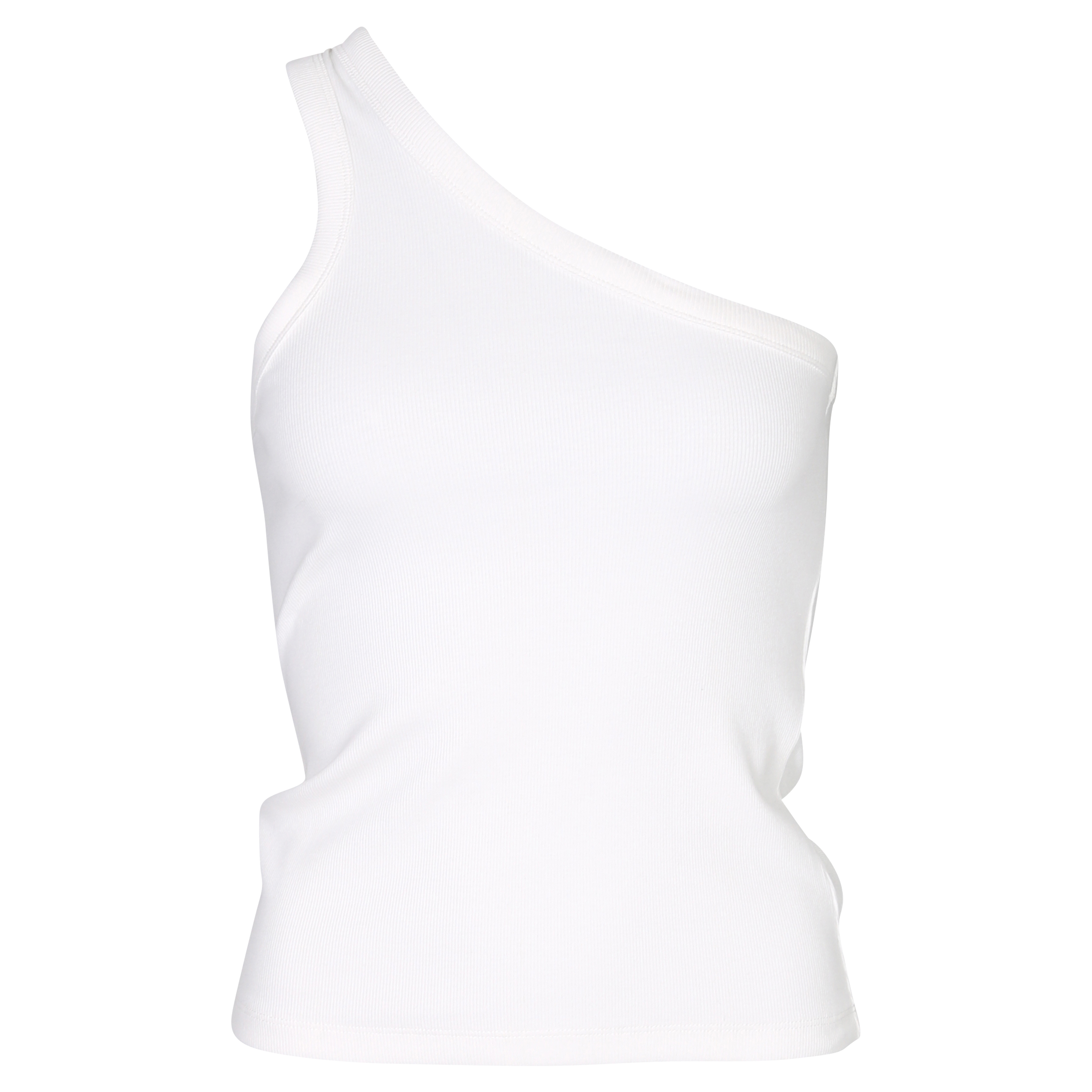 Thom Krom Rib One Shoulder Tank in Off White