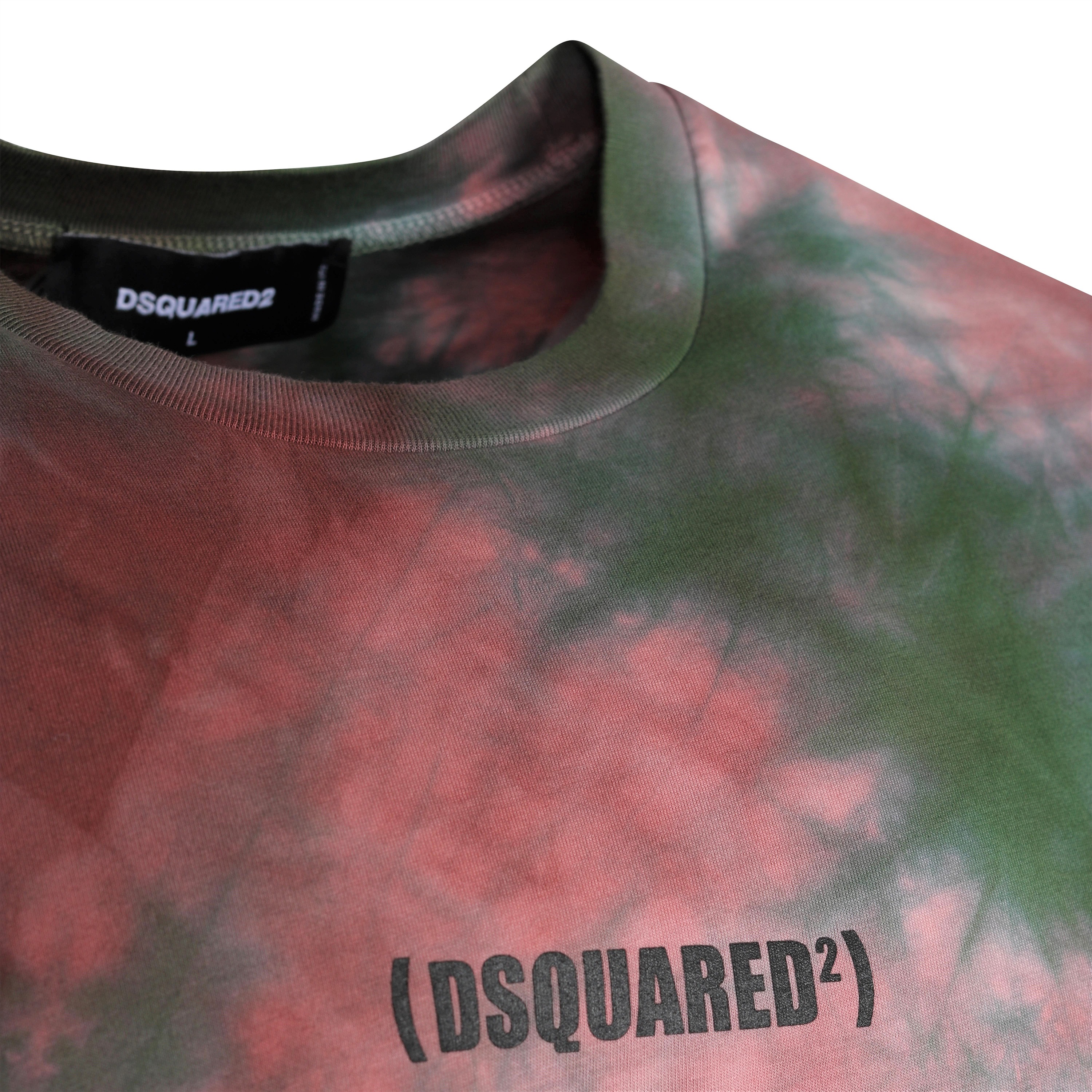 Dsquared Tie Dye T-Shirt Green Rosa