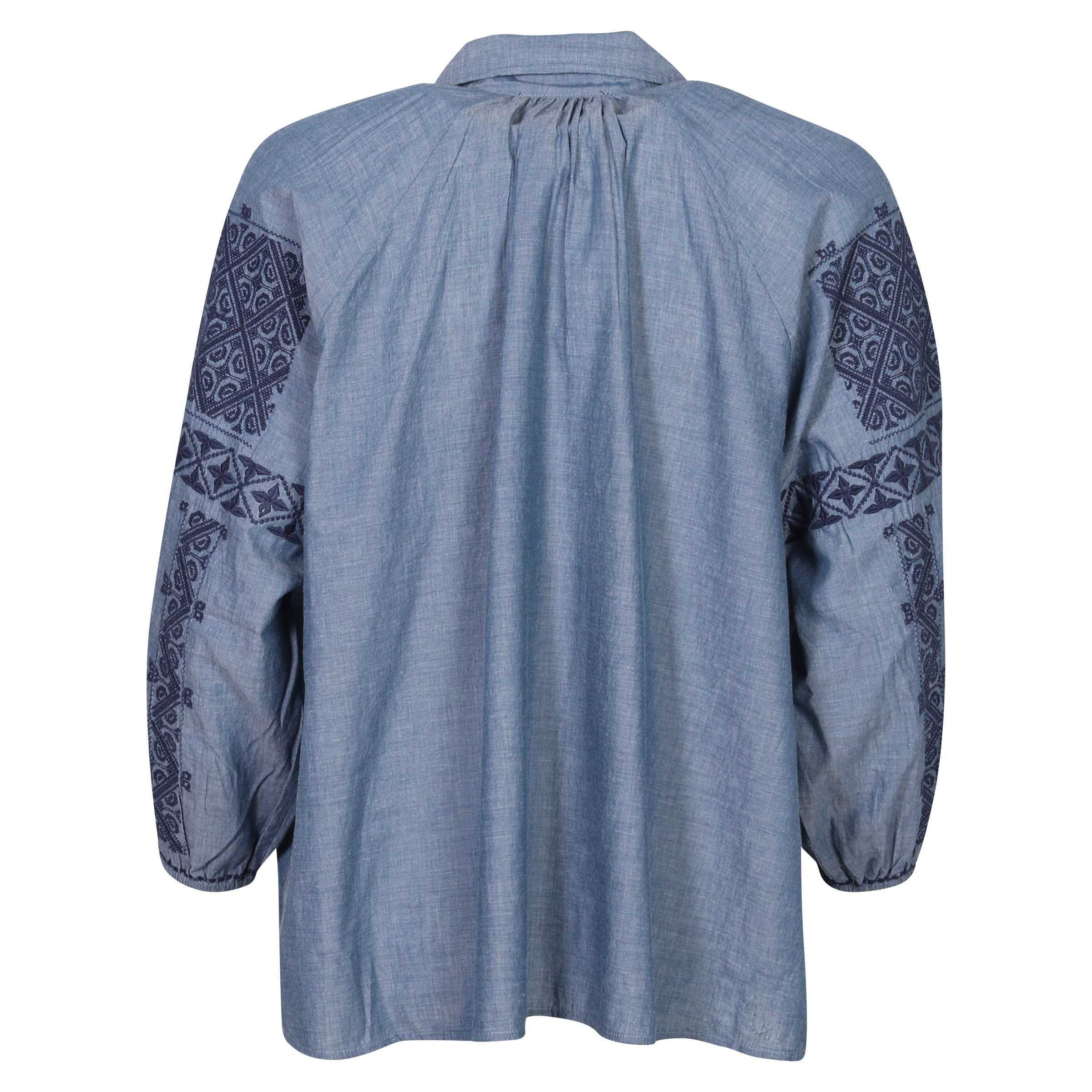 Nili Lotan Romanian Embroidered Shirt Abby Blue