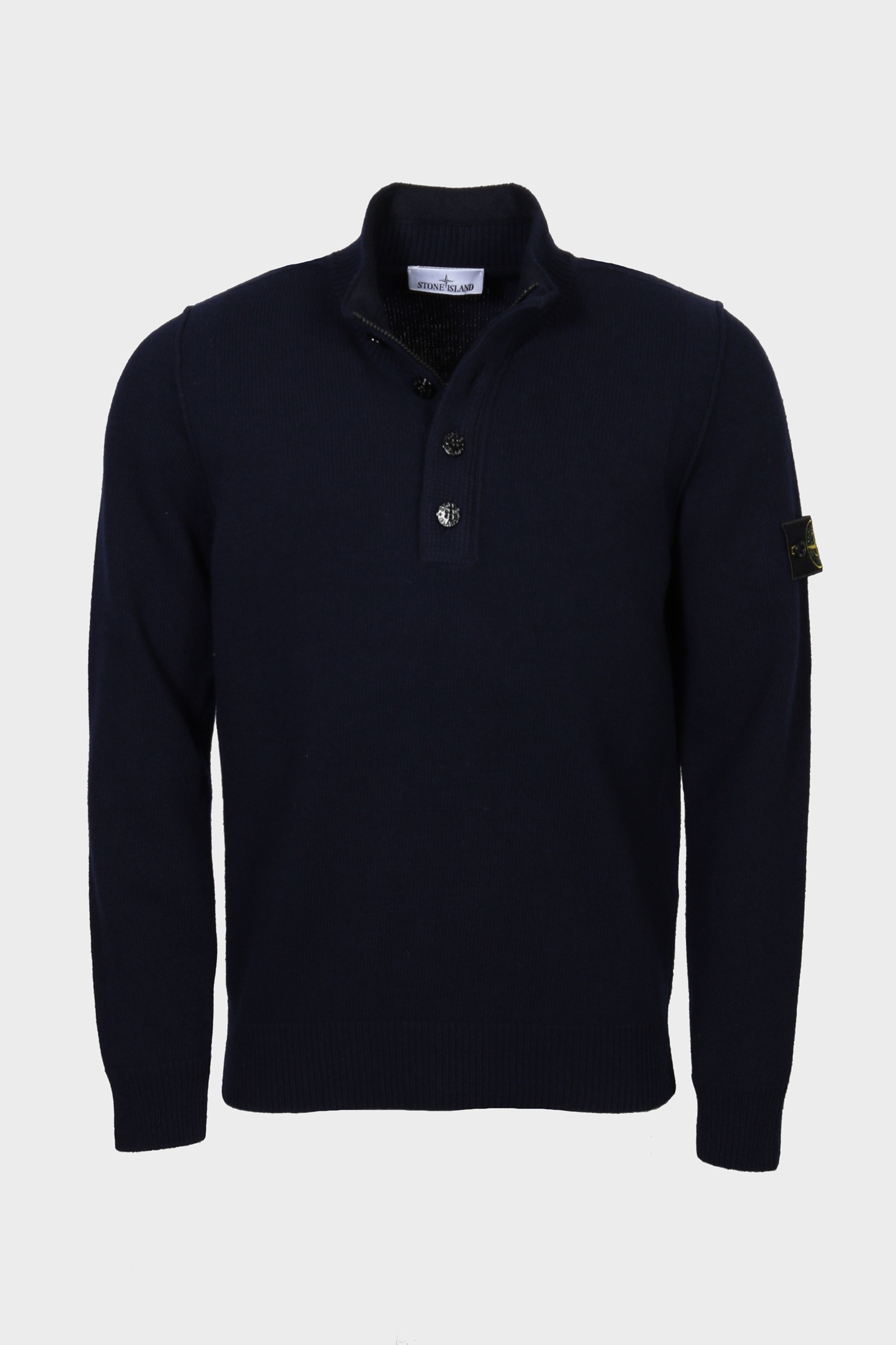 STONE ISLAND Heavy Knit Half Zip Pullover in Dark Navy