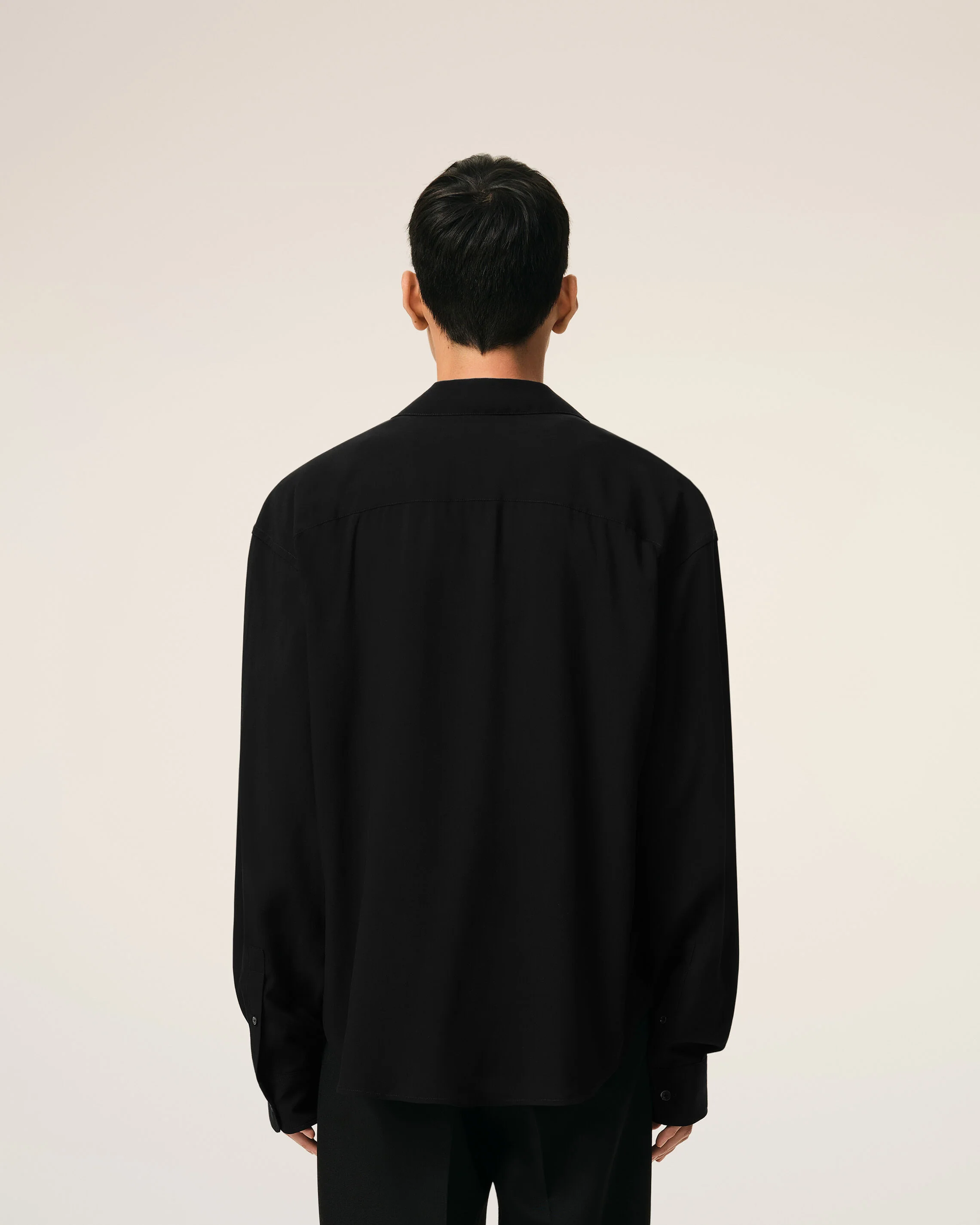 AMI PARIS Viscose Boxy Fit Shirt in Black