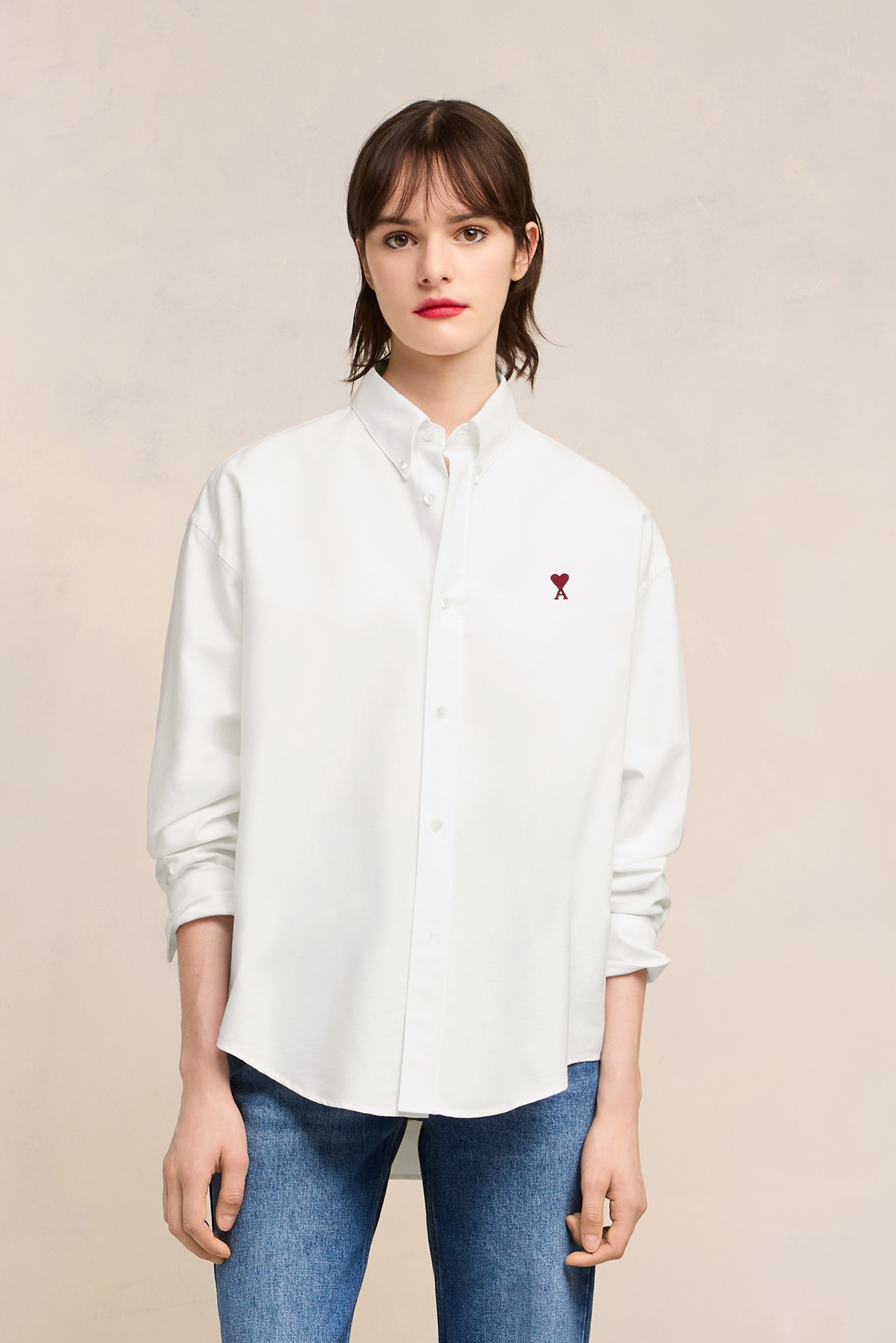 AMI PARIS de Coeur Boxy Fit Shirt in White XXL
