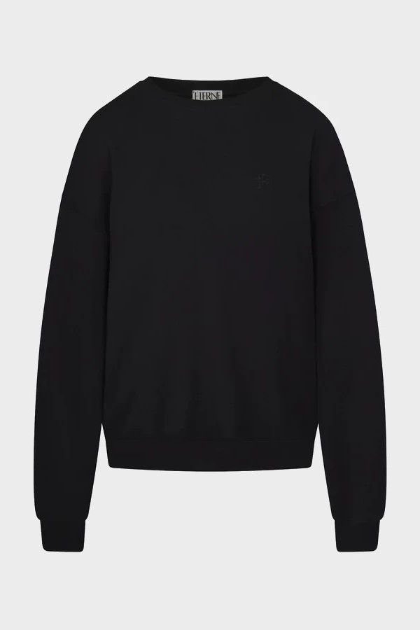 ÉTERNE Oversized Crewneck Sweatshirt in Black L