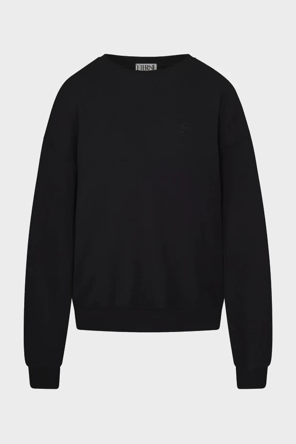 ÉTERNE Oversized Crewneck Sweatshirt in Black M