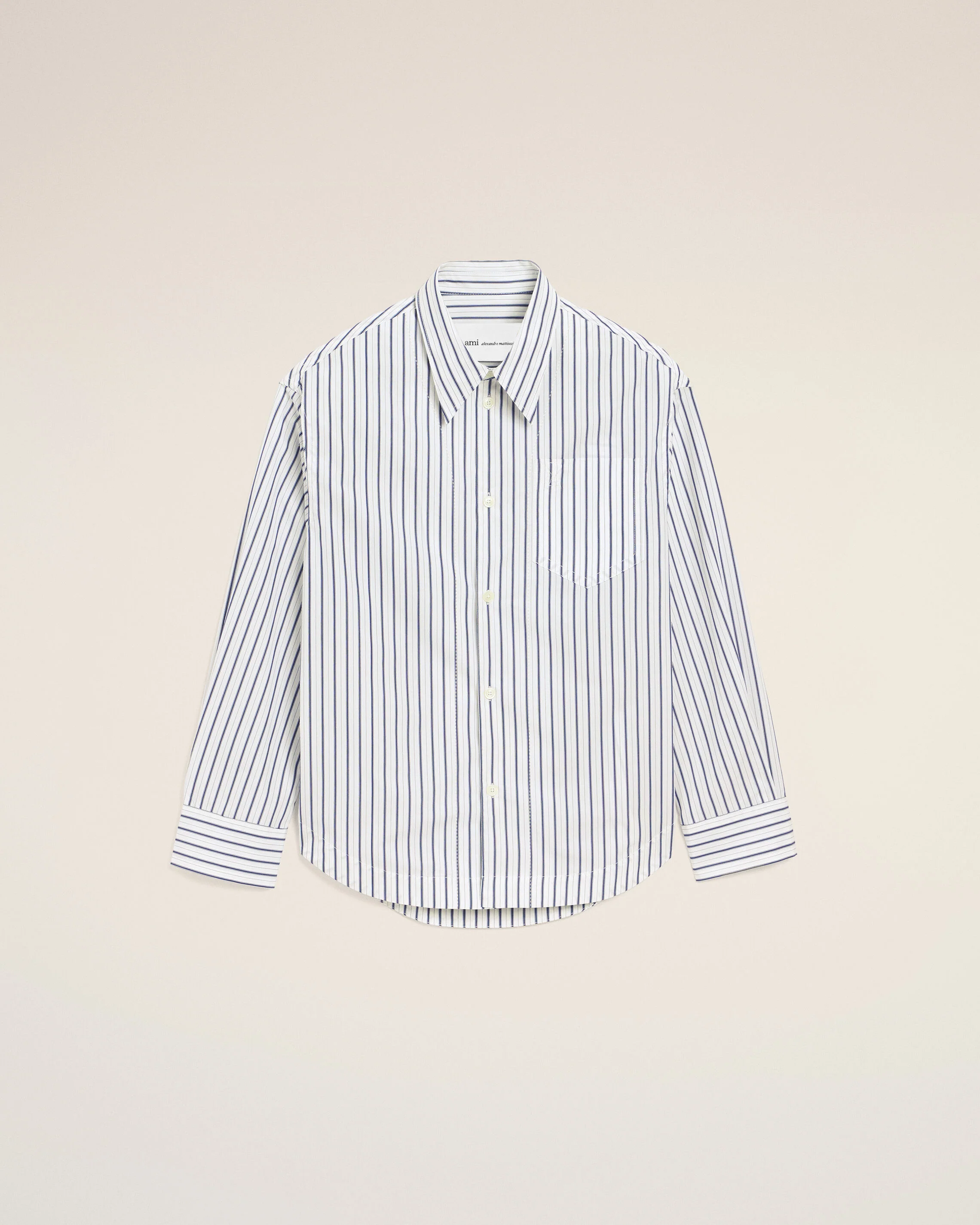 AMI PARIS de Coeur Oversize Embossed Shirt in White/Ink