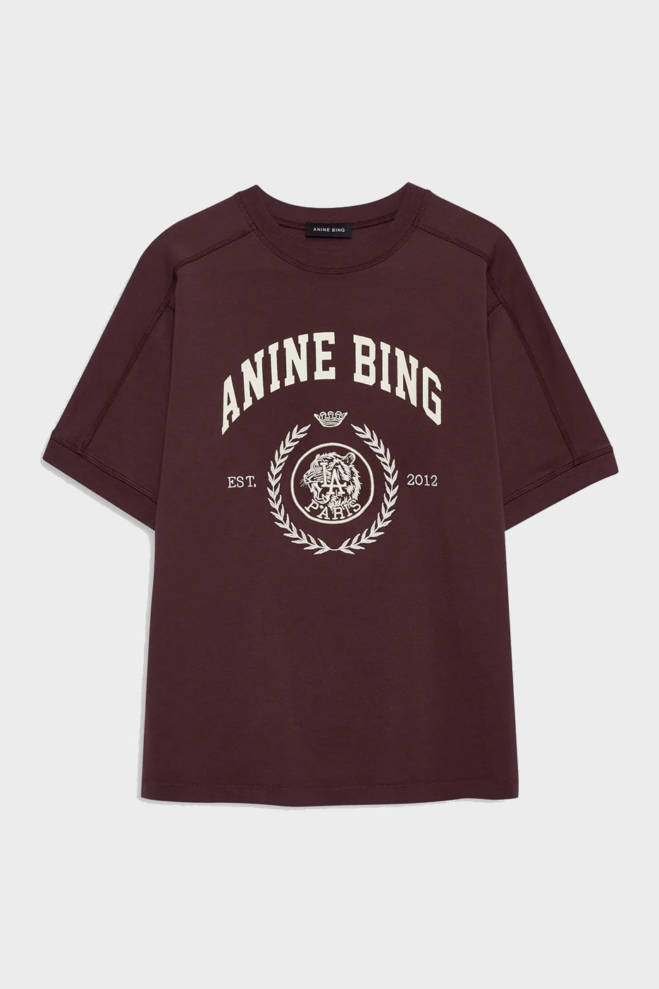 ANINE BING Jaylin Tee Collegiate in Bordeaux