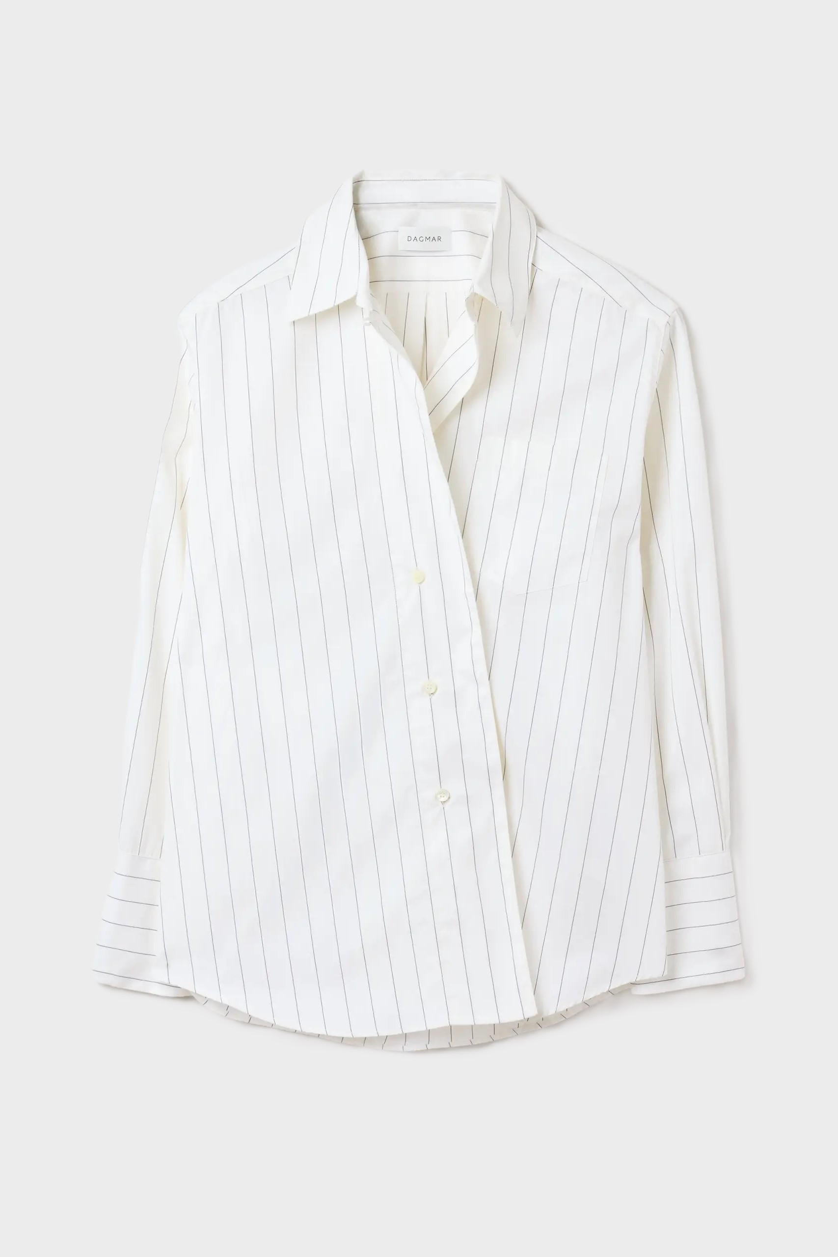 DAGMAR Asymmetric Shirt in Creme White/Black