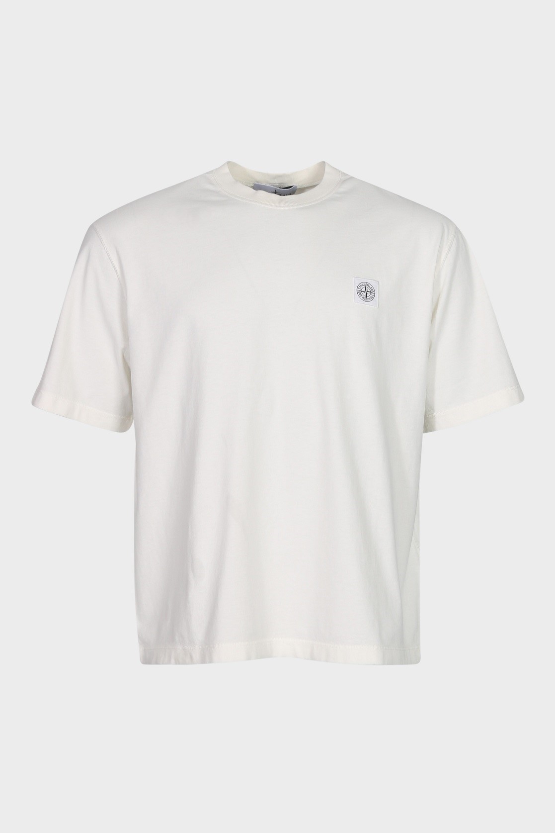 STONE ISLAND Loose Fit Basic T-Shirt in Off White