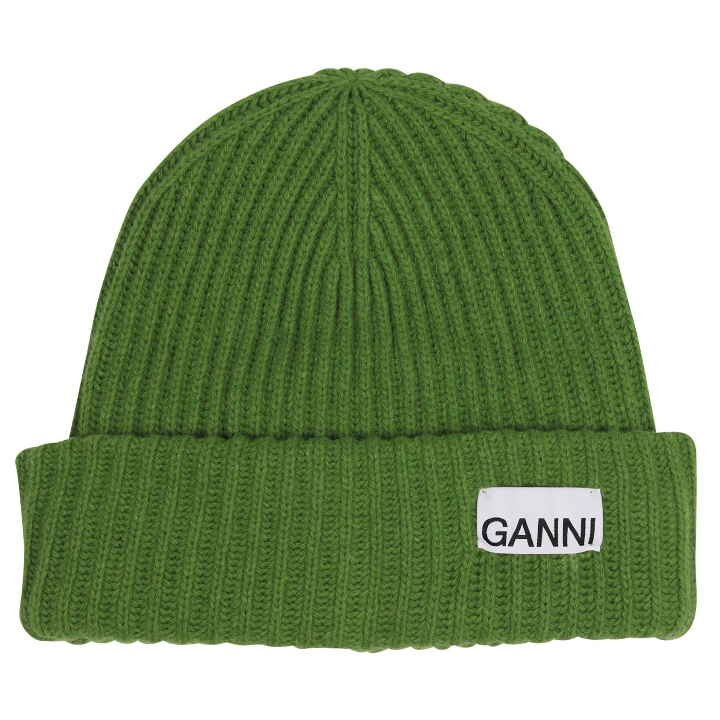 Ganni Recycled Wool Knit Beanie in Flash Green