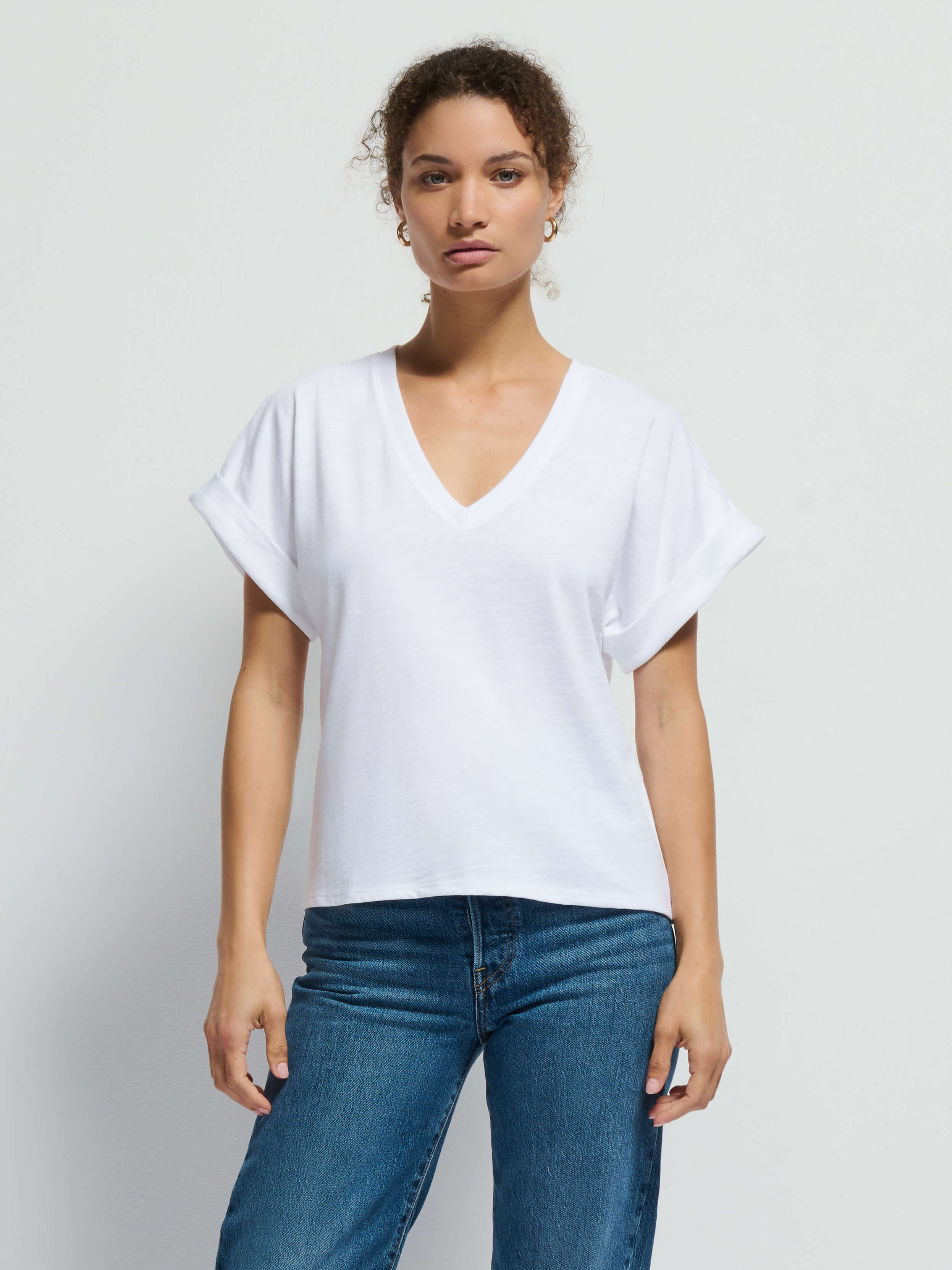 NATION LTD Stevie Cuffed T-Shirt in Optic White