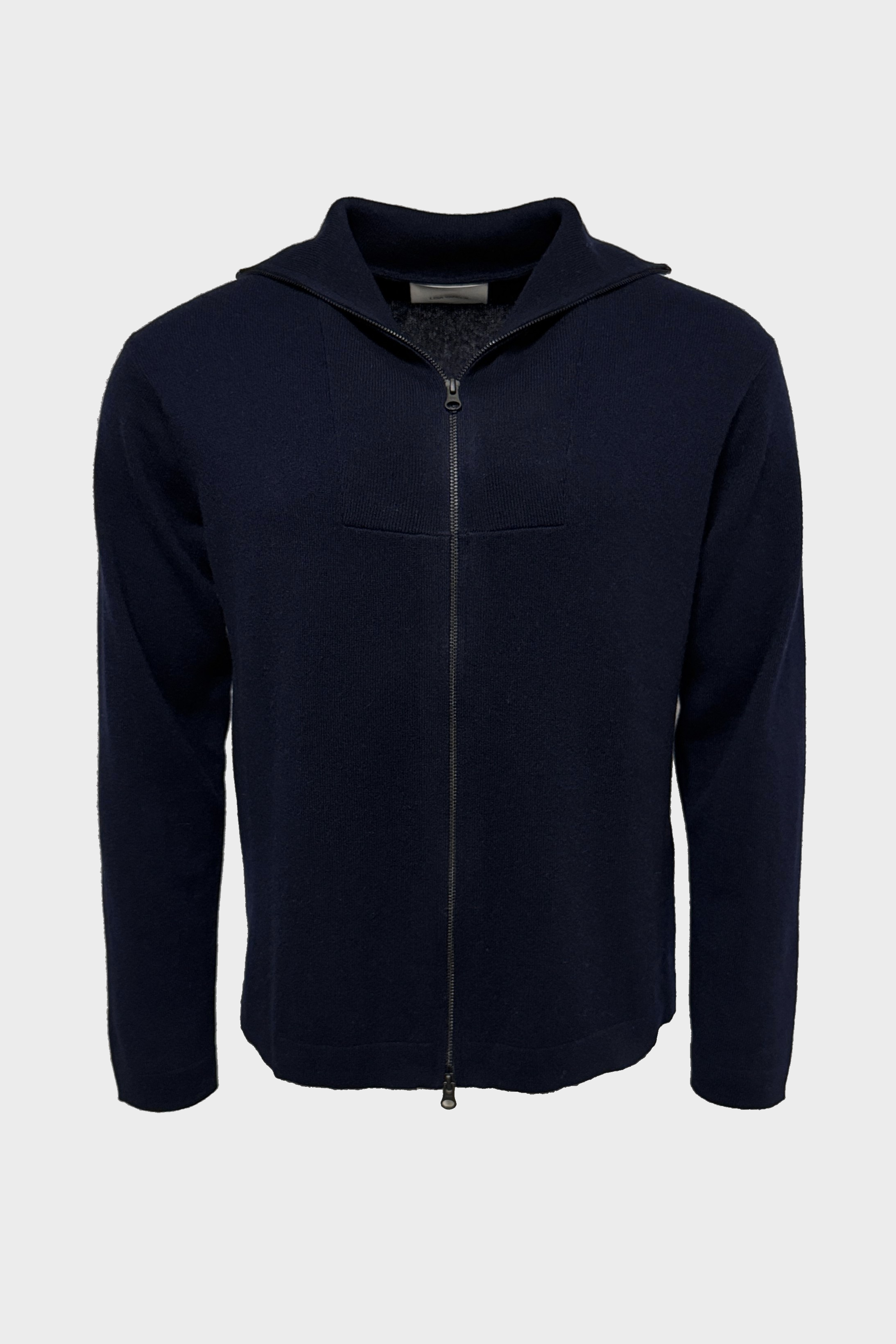 LISA YANG Jakob Cashmere Zip Sweater in Navy