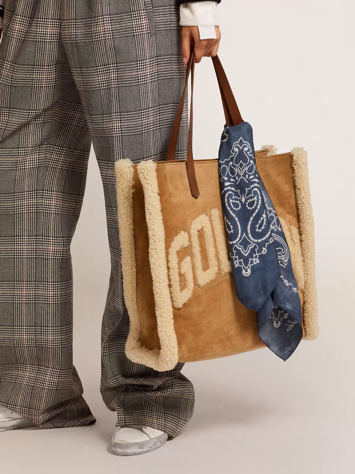 GOLDEN GOOSE Paisley Print Silk Scarf in Navy