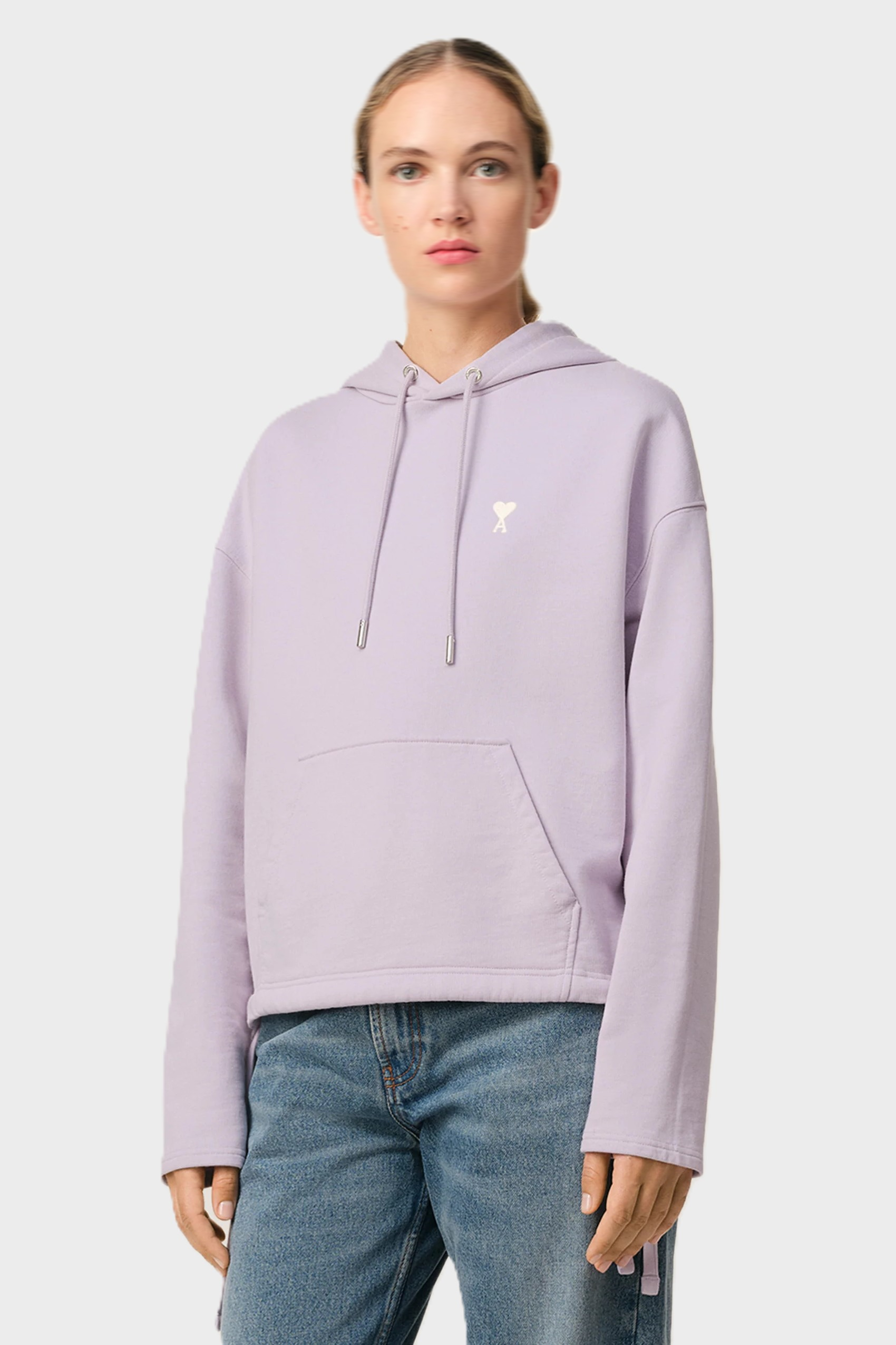 AMI PARIS Drawstring Hoodie in Lilac AMI PARIS Drawstring Hoodie in Lilac