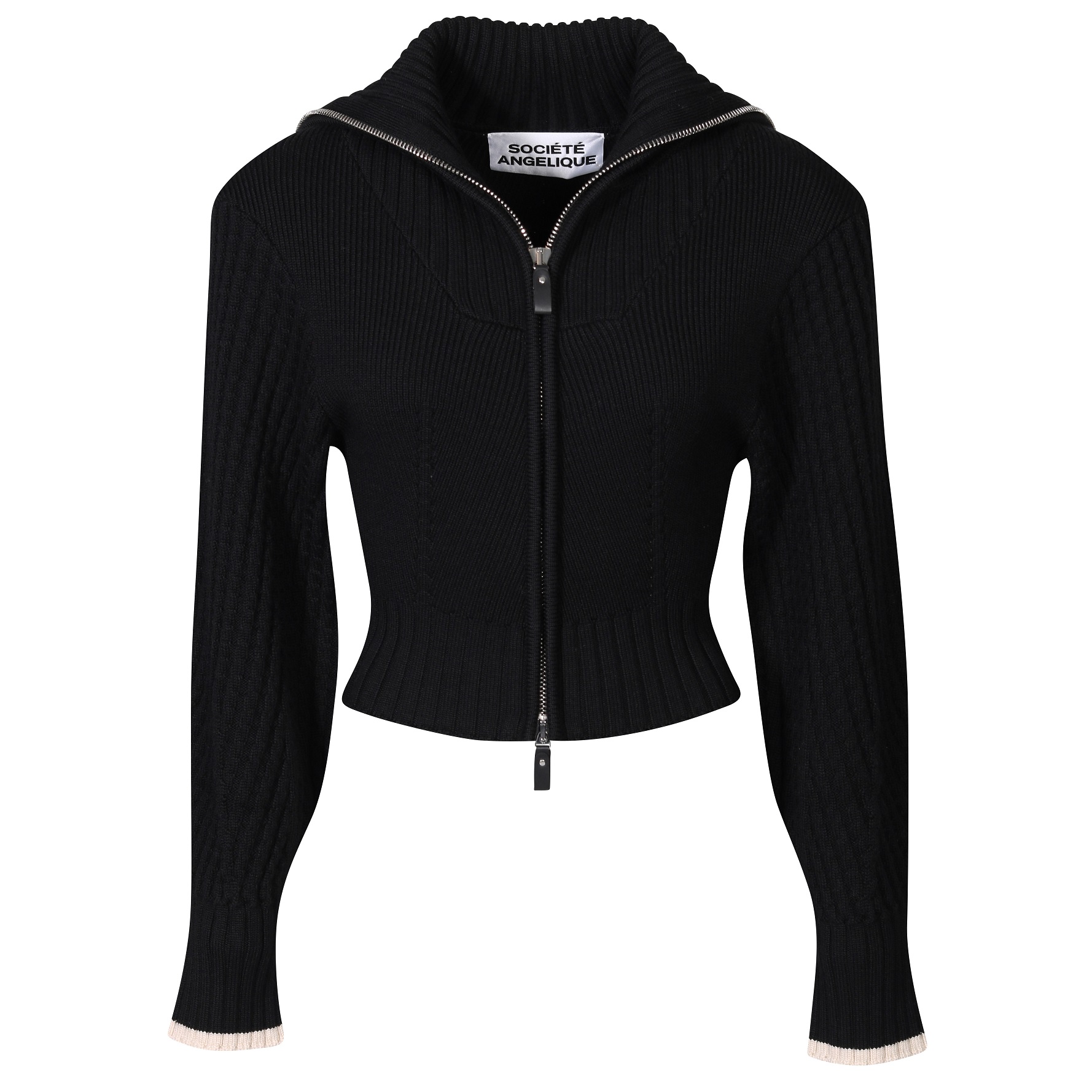 SOCIÉTÉ ANGELIQUE Merino Knit Zip Jacket with Big Shoulder 36