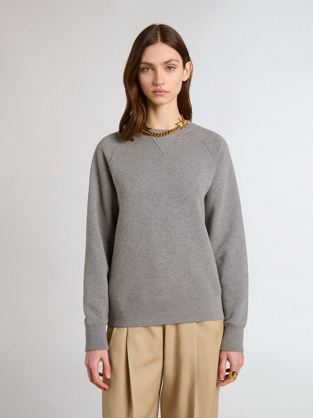 GOLDEN GOOSE Sweatshirt Gia Backprinted in Grey Melange M