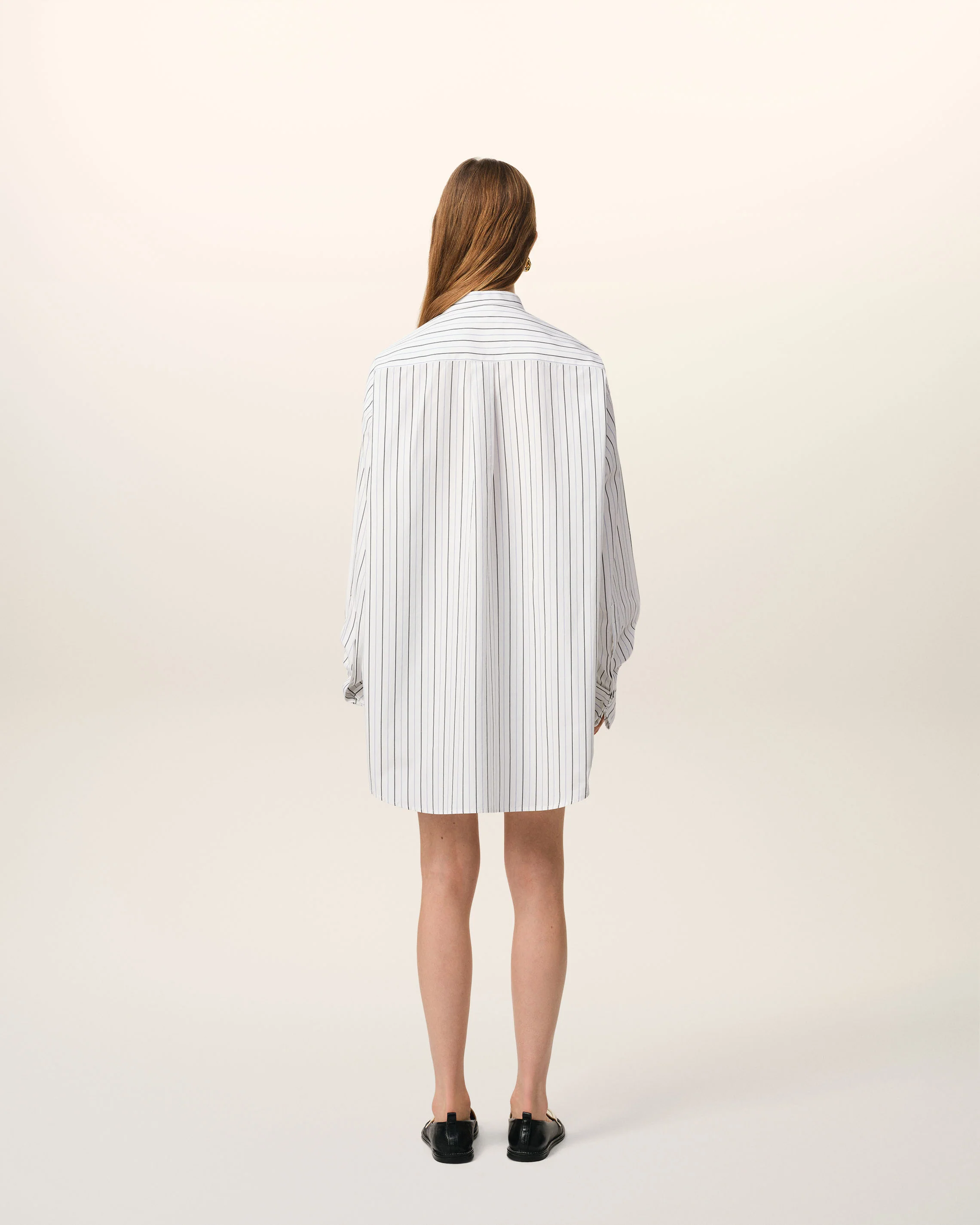 AMI PARIS Striped Oversized Shirt in White AMI PARIS Striped Oversized Shirt in White