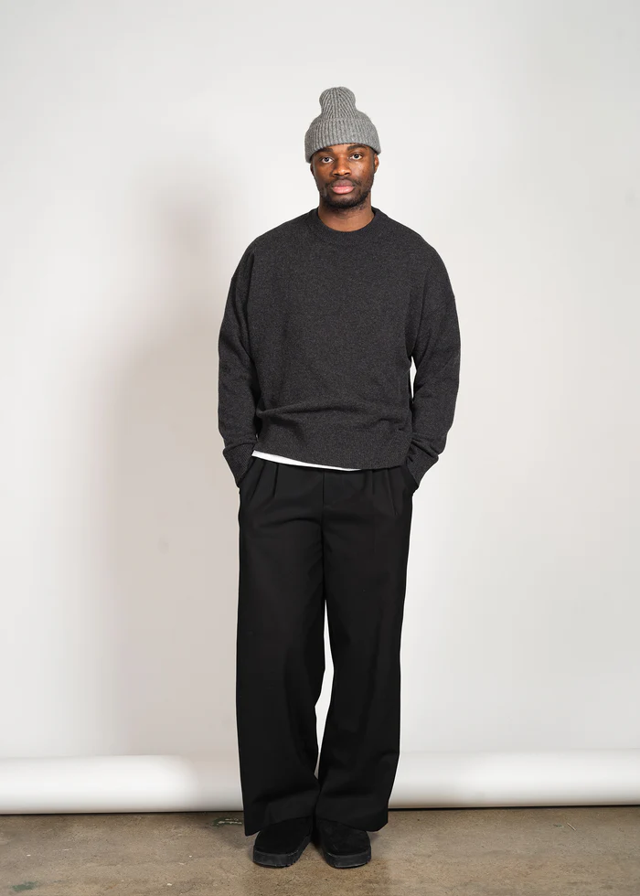 YACAIA Wool/Cashmere Sweater in Dark Grey Melange