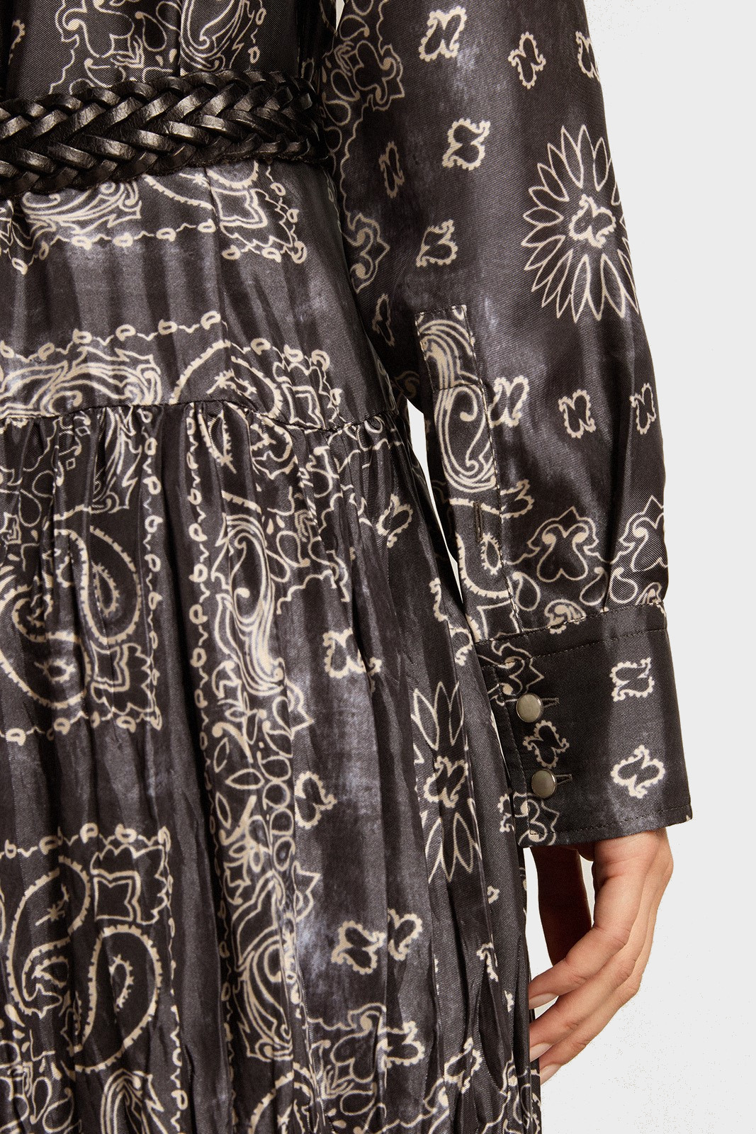 GOLDEN GOOSE Long Dress in Anthracite Paisley Print IT 40 / EU 34