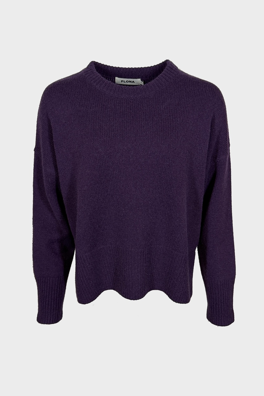 FLONA Cashmere Roundneck Sweater Aubergine