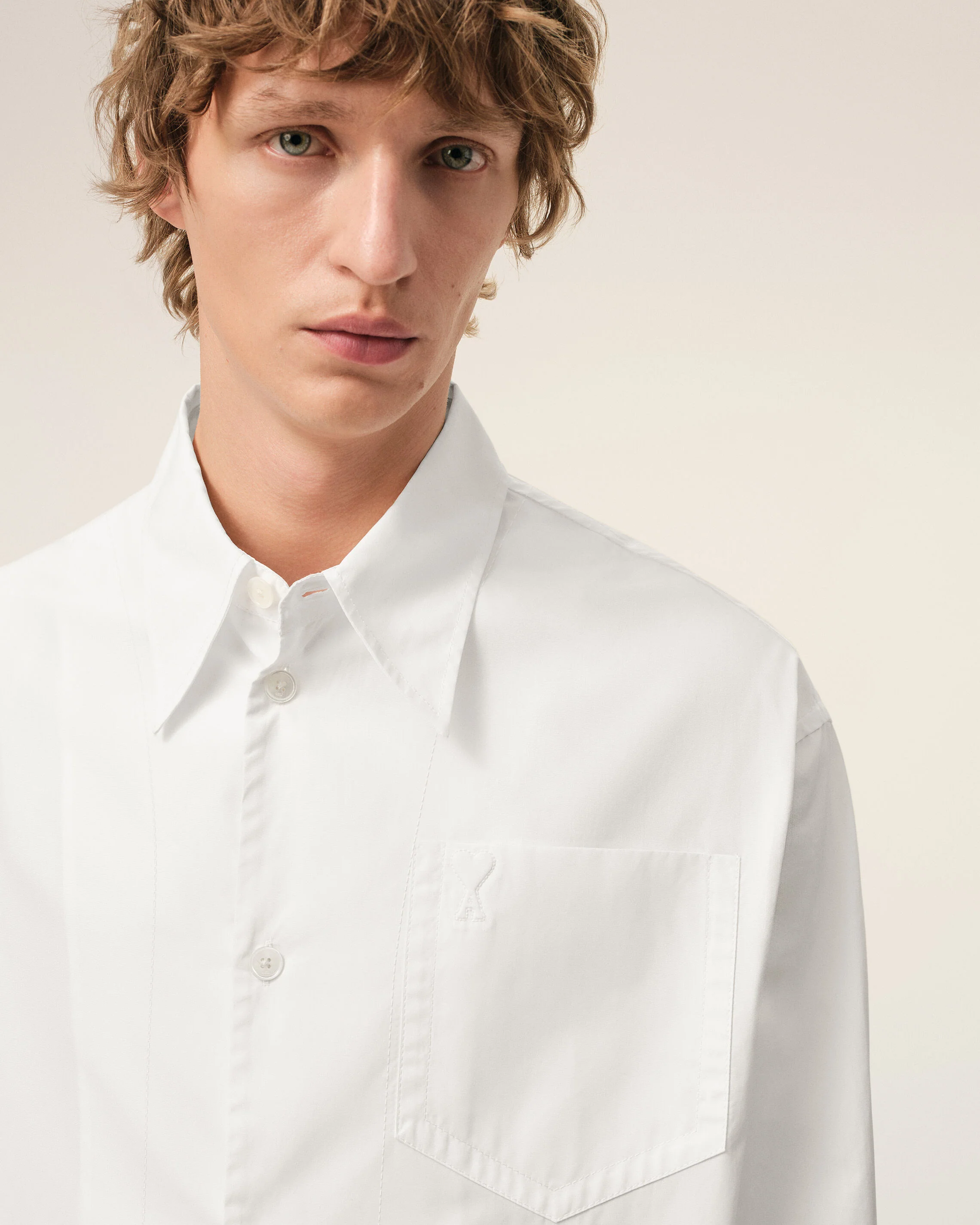 AMI PARIS de Coeur Oversize Embossed Shirt in White