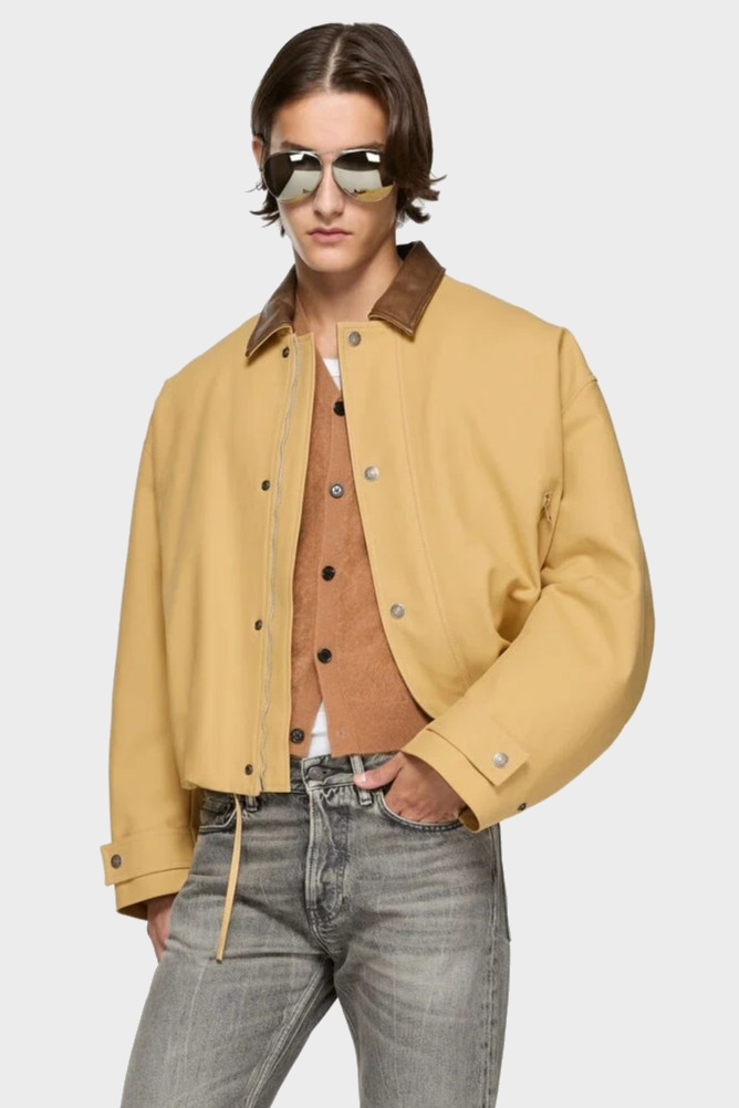 ACNE STUDIOS Twill Bomber Jacket in Sand Beige