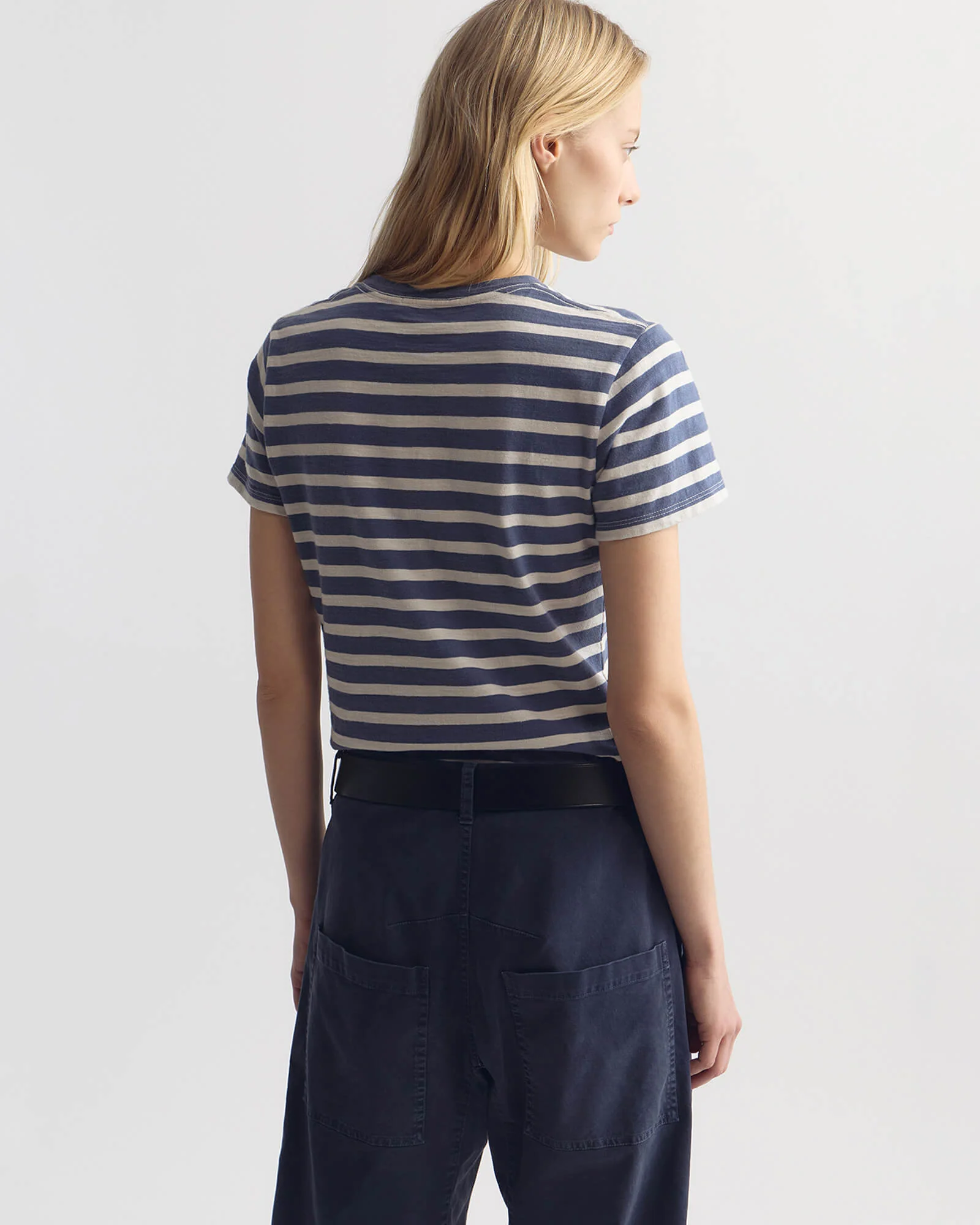 NILI LOTAN Striped Lana T-Shirt in French Blue