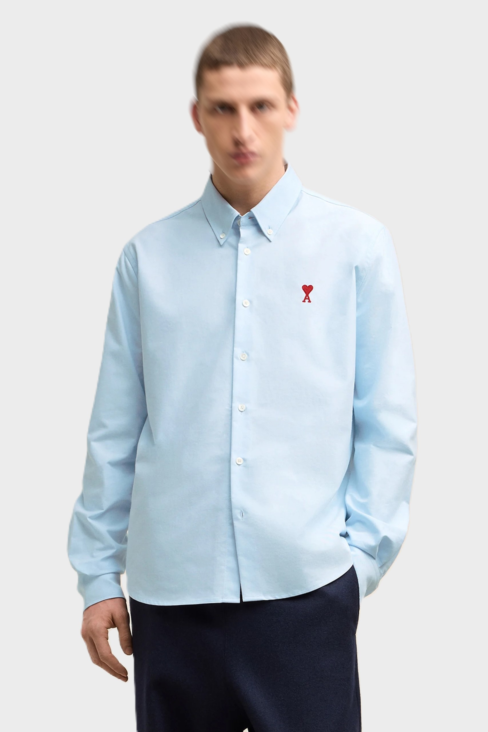 AMI PARIS Classic Fit Oxford Shirt in Sky Blue XXL