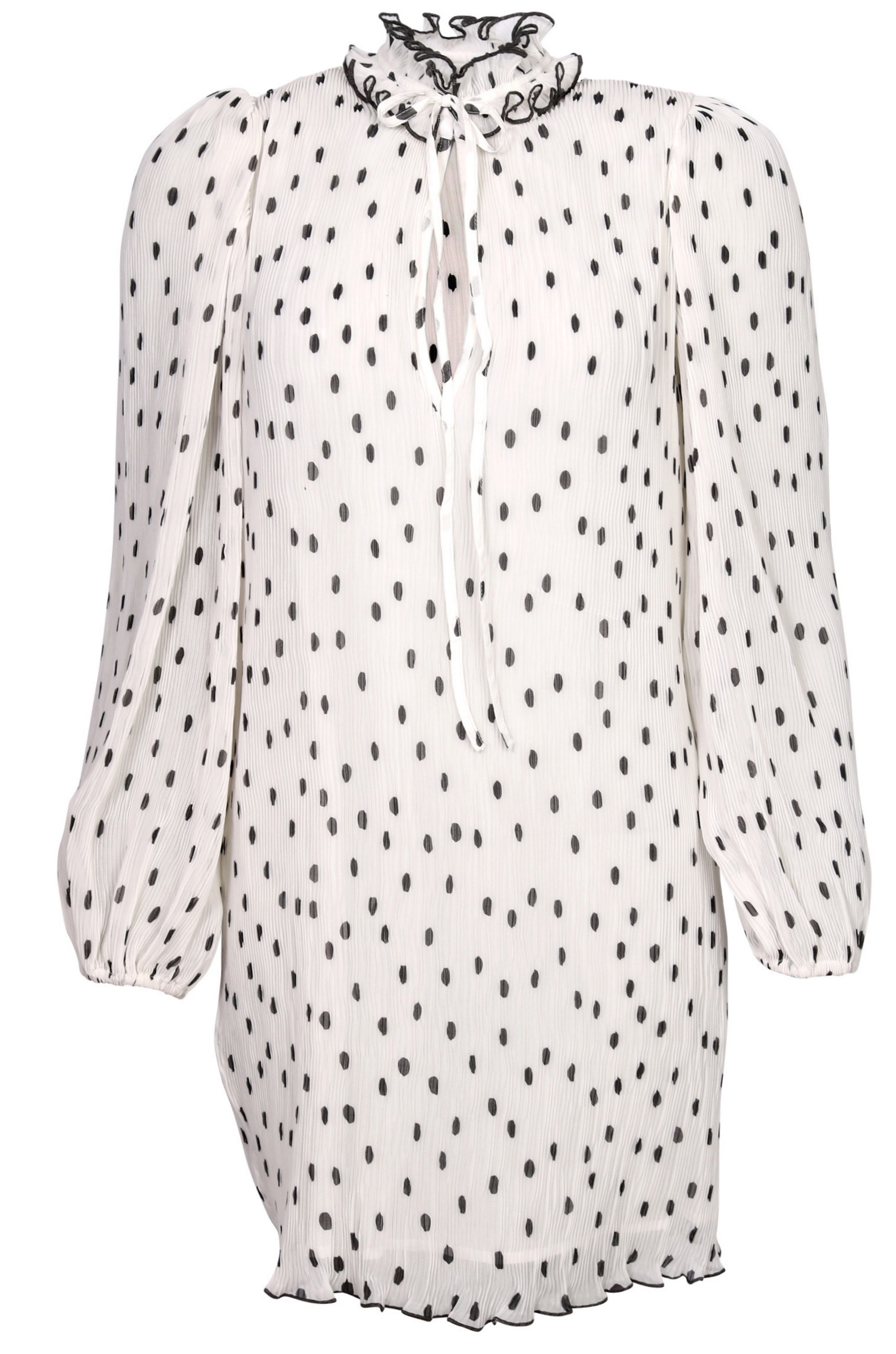 Ganni Pleated Recycled Polyester Dress White Printed M