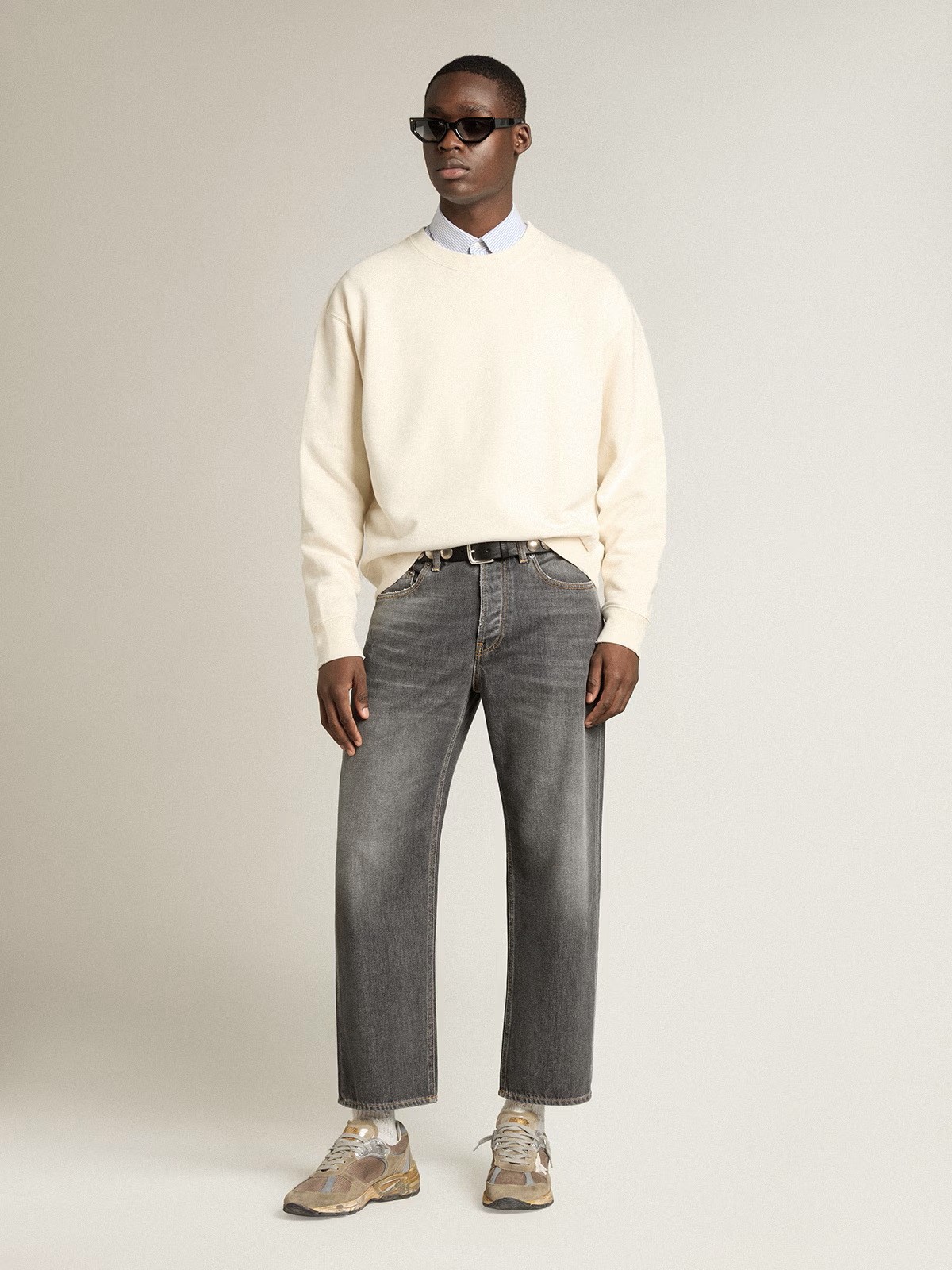 GOLDEN GOOSE Boxi Sweatshirt Cotton Fleece Logo Patch