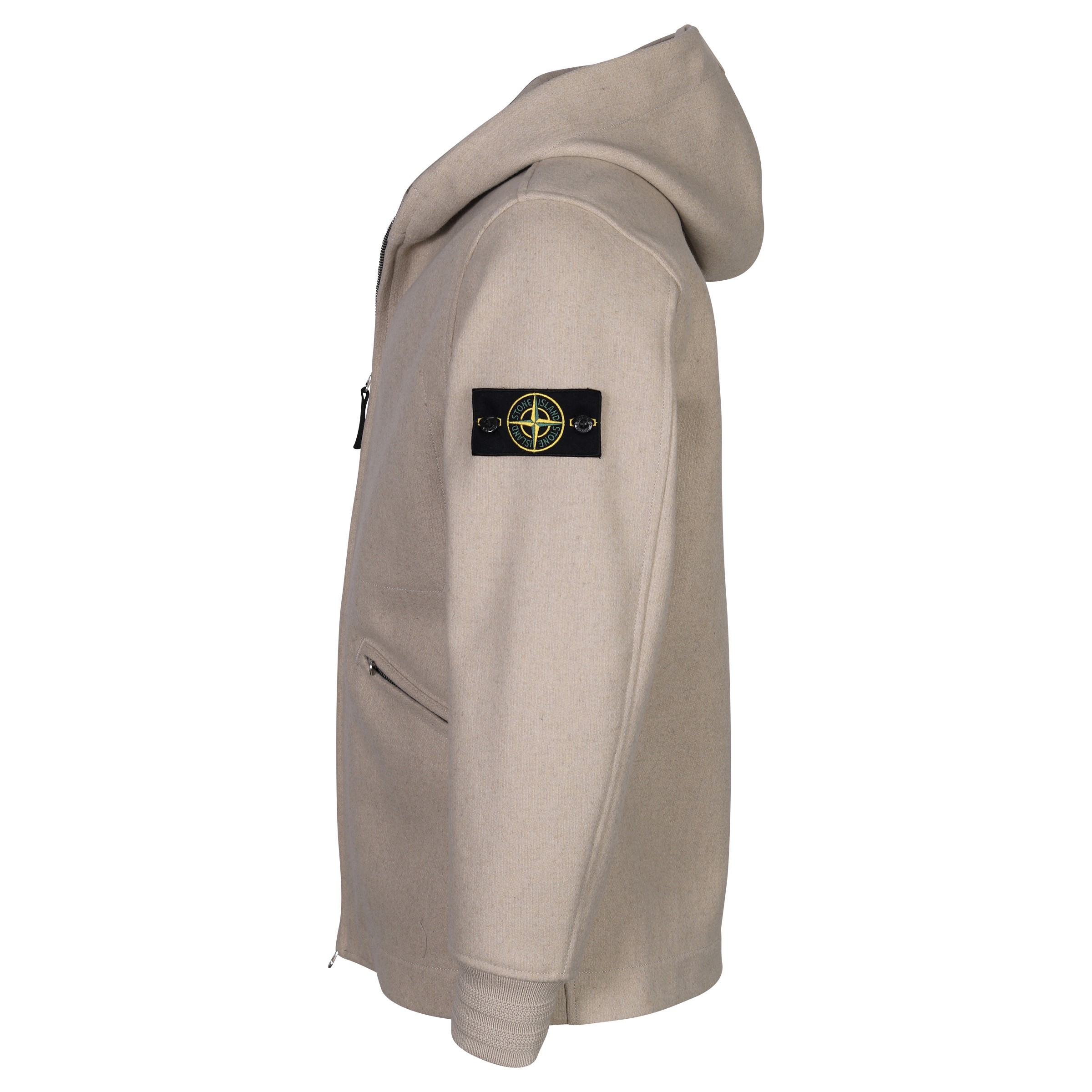 Stone Island Hooded Wool Jacket Panno Speciale in Sand