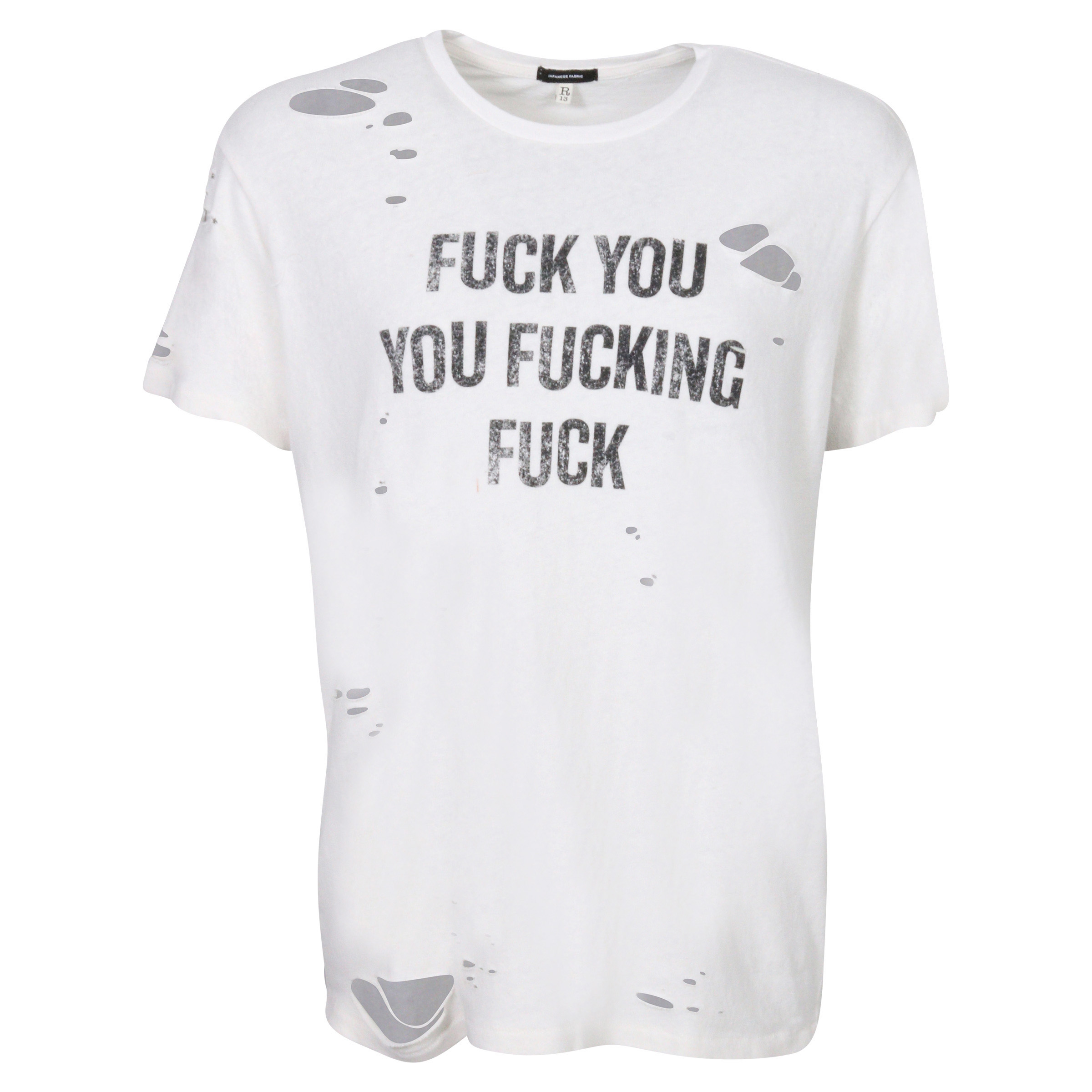 R13 T-Shirt Fuck You Ecru
