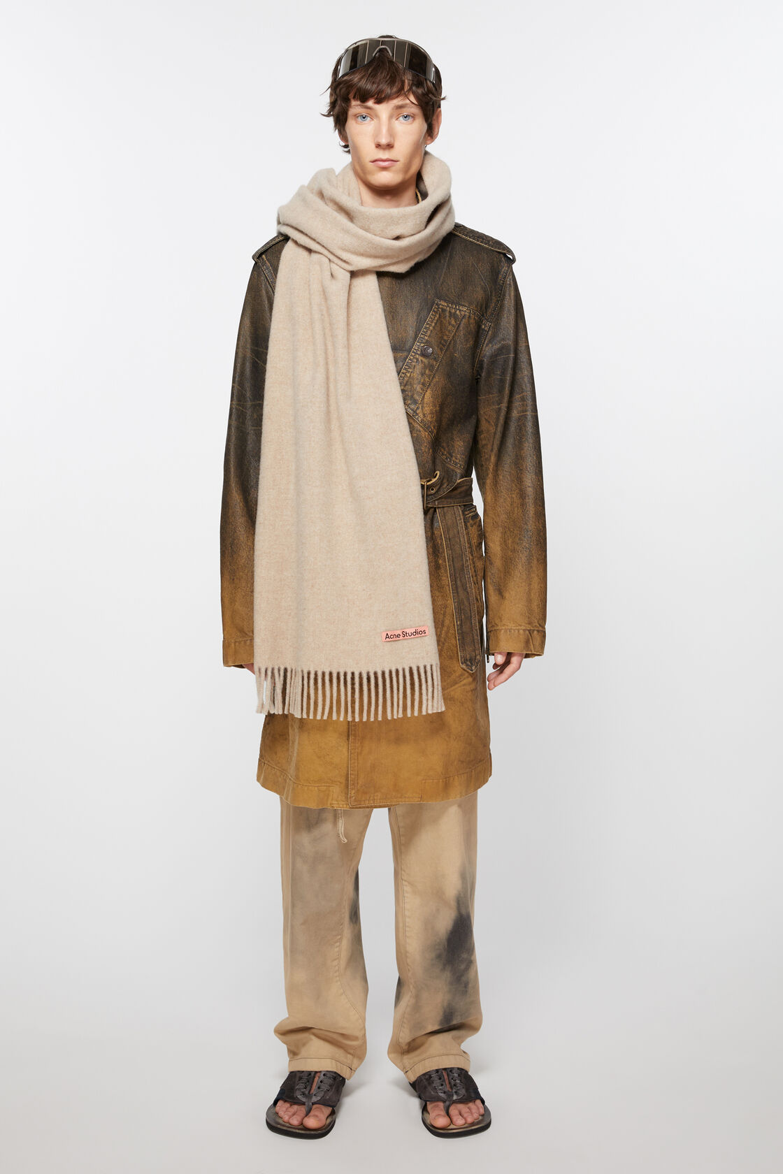 ACNE STUDIOS Oversize Wool Scarf in Oatmeal Melange