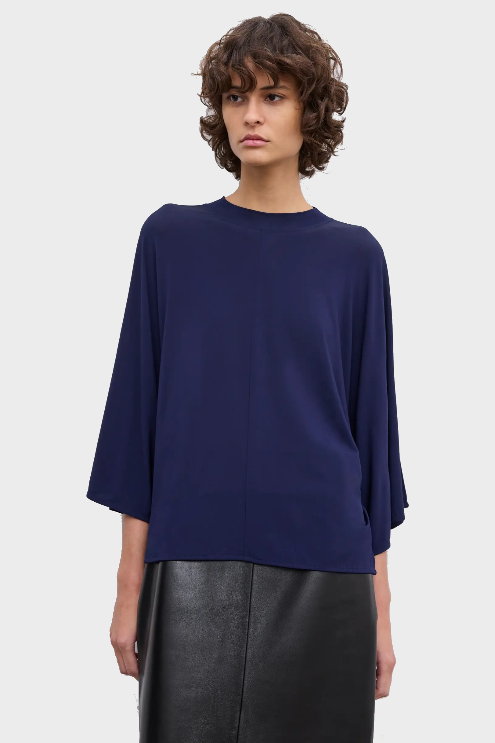 DAGMAR Viscose Kimono Top in Navy Blue