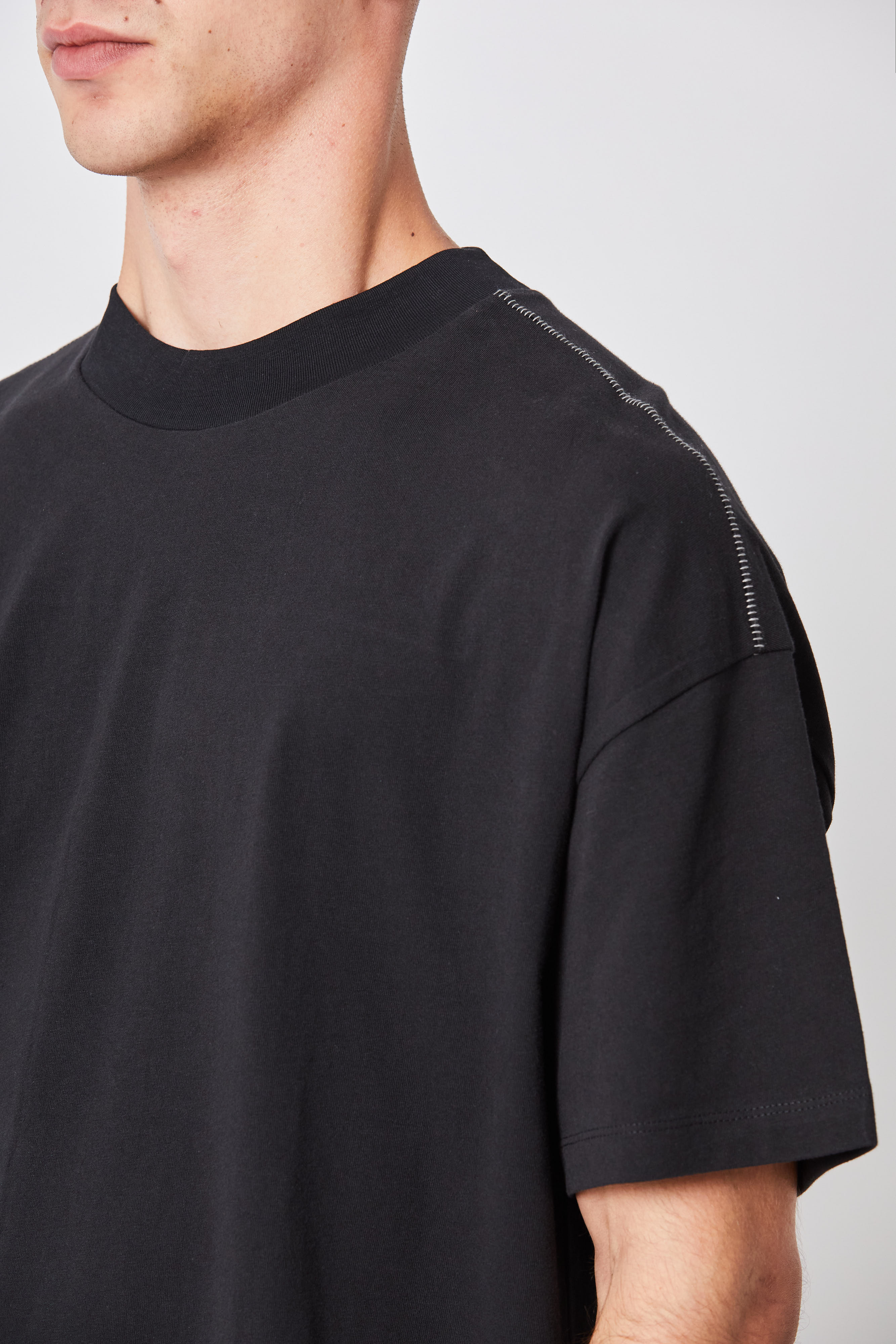 Thom Krom Oversize T-Shirt with Stitches in Black