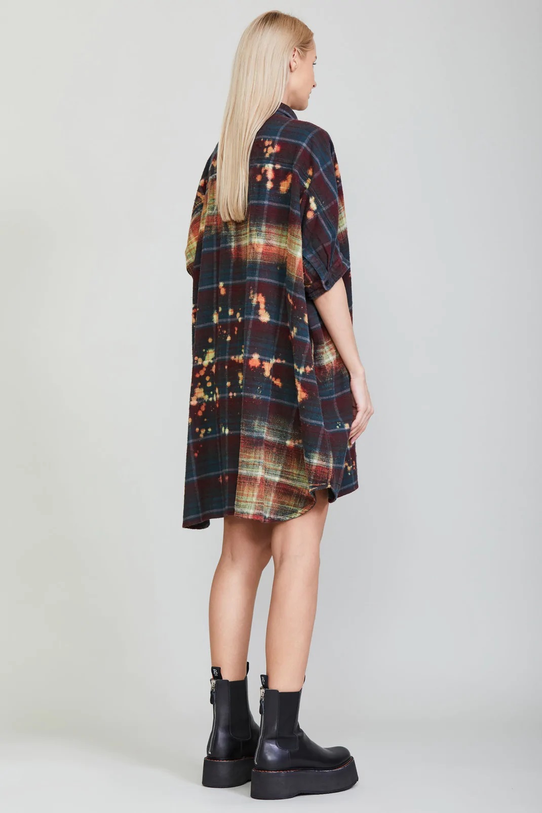 R13 Plaid Oversized Dress Multicolor
