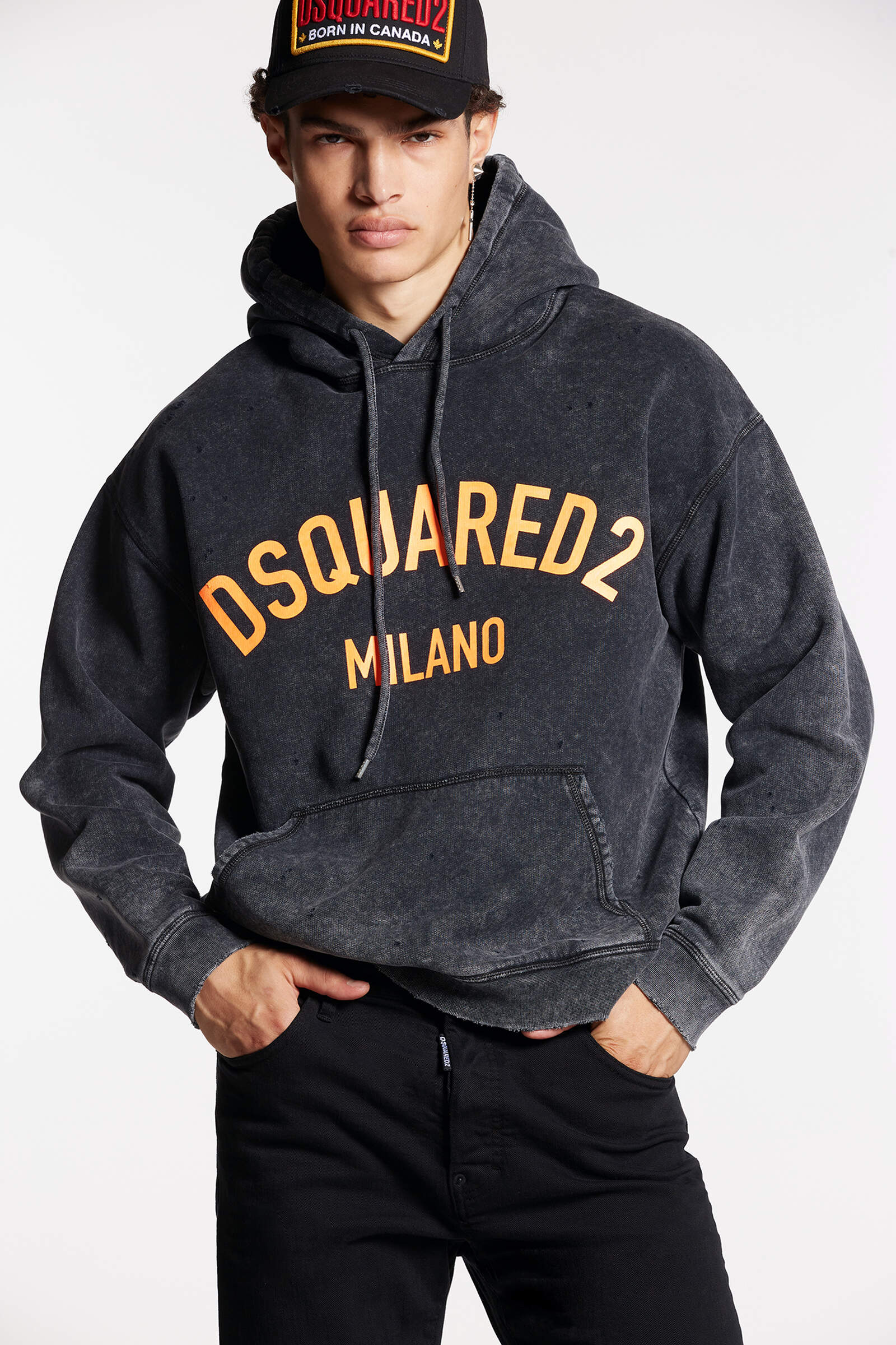 DSQUARED2 Hercalina Fit Hoodie in Vintage Dark Grey M