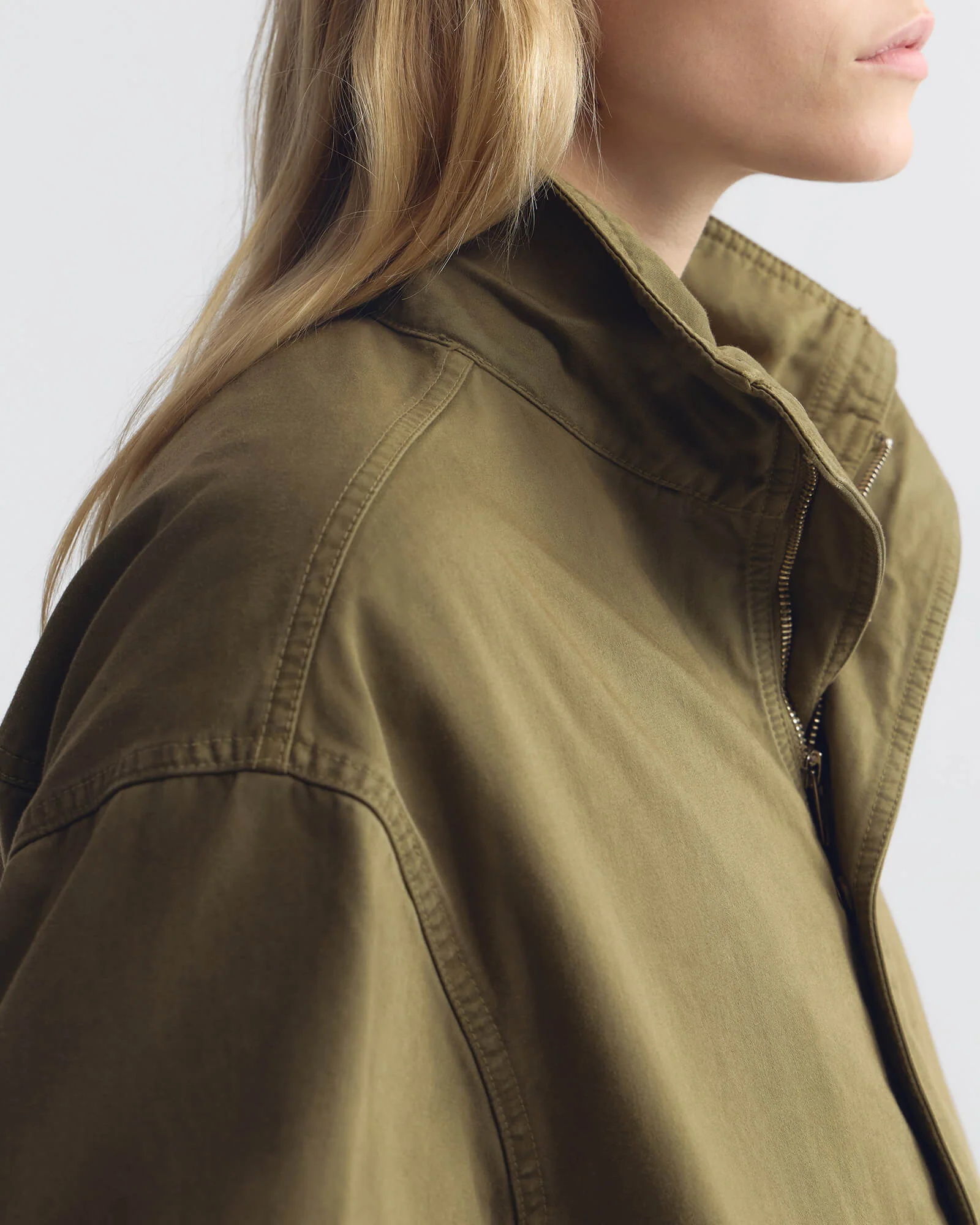 NILI LOTAN Klaire Blouson Jacket in Shadow Green