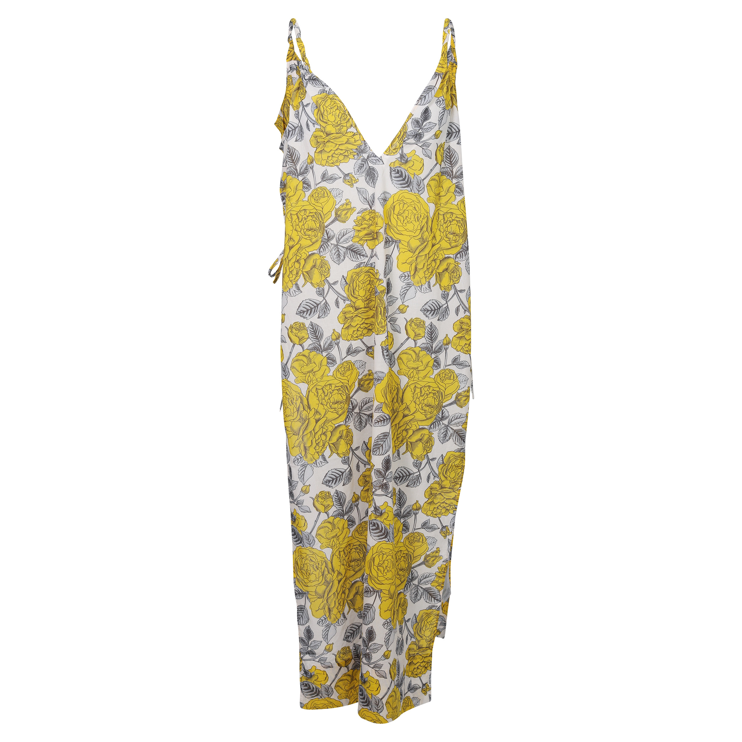 Ganni Light Cotton Dress Yellow Printed